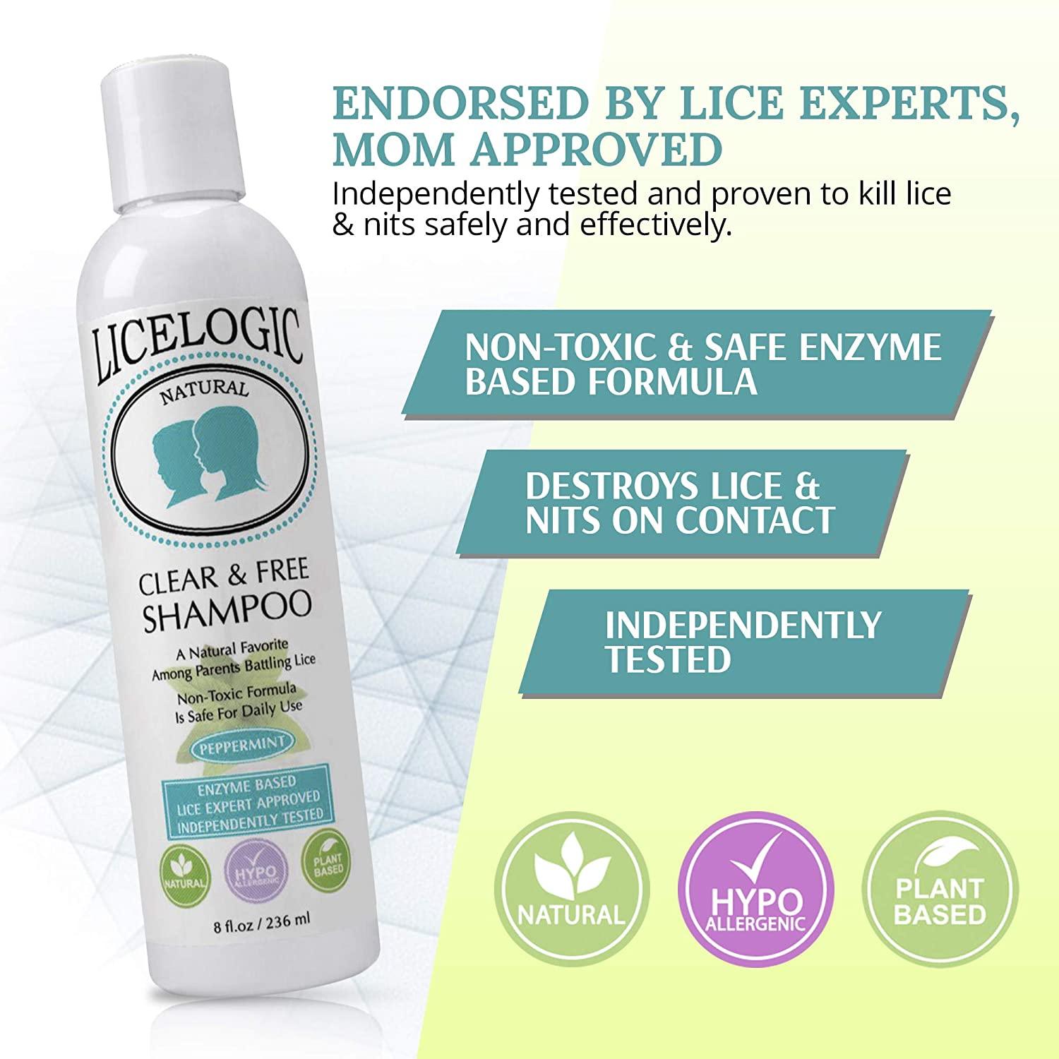 LiceLogic Head Lice Shampoo Made with Natural LICEZYME Non Toxic Lice Treatment For Kids That