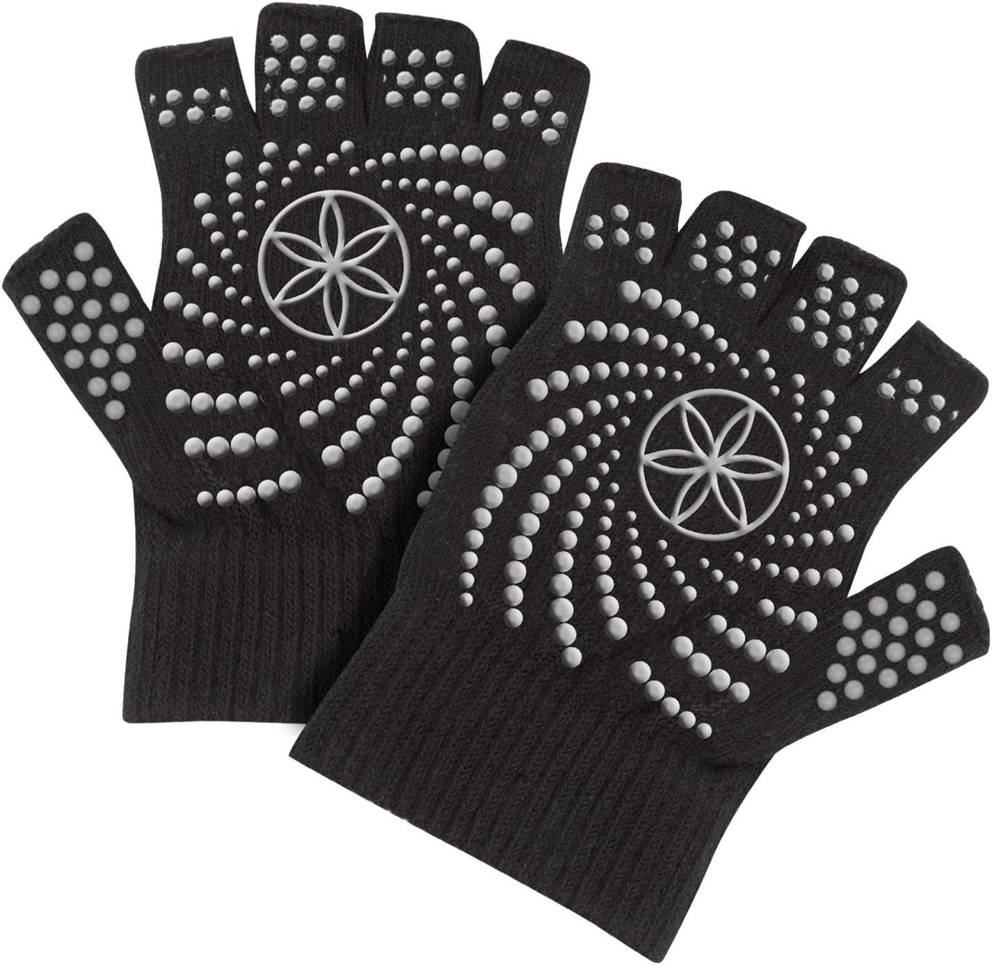 Gaiam Grippy Yoga Gloves, Black/Grey
