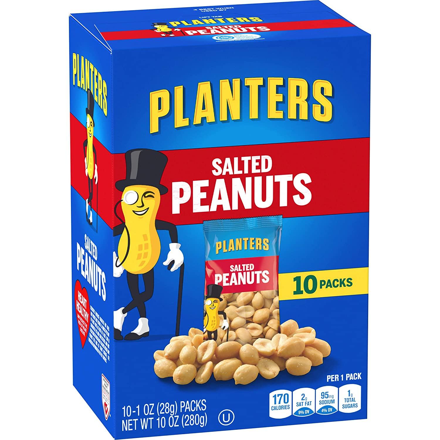 Planters Salted Peanuts (60 ct Pack, 6 Boxes of 10 Bags)