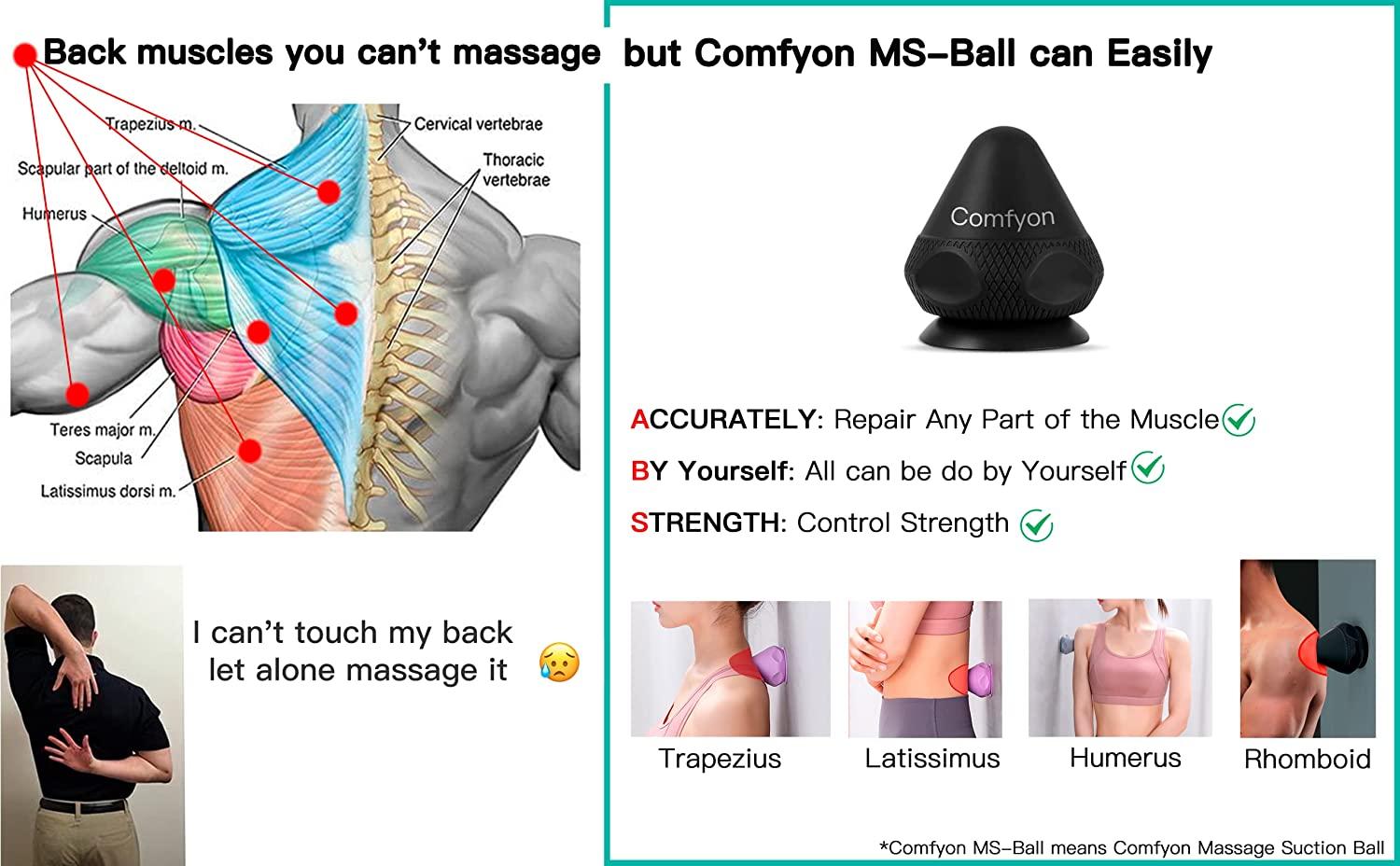 Massage Lacrosse Mountable Self Ball with Suction Cup for Back, Waist, Neck Myofascial Release