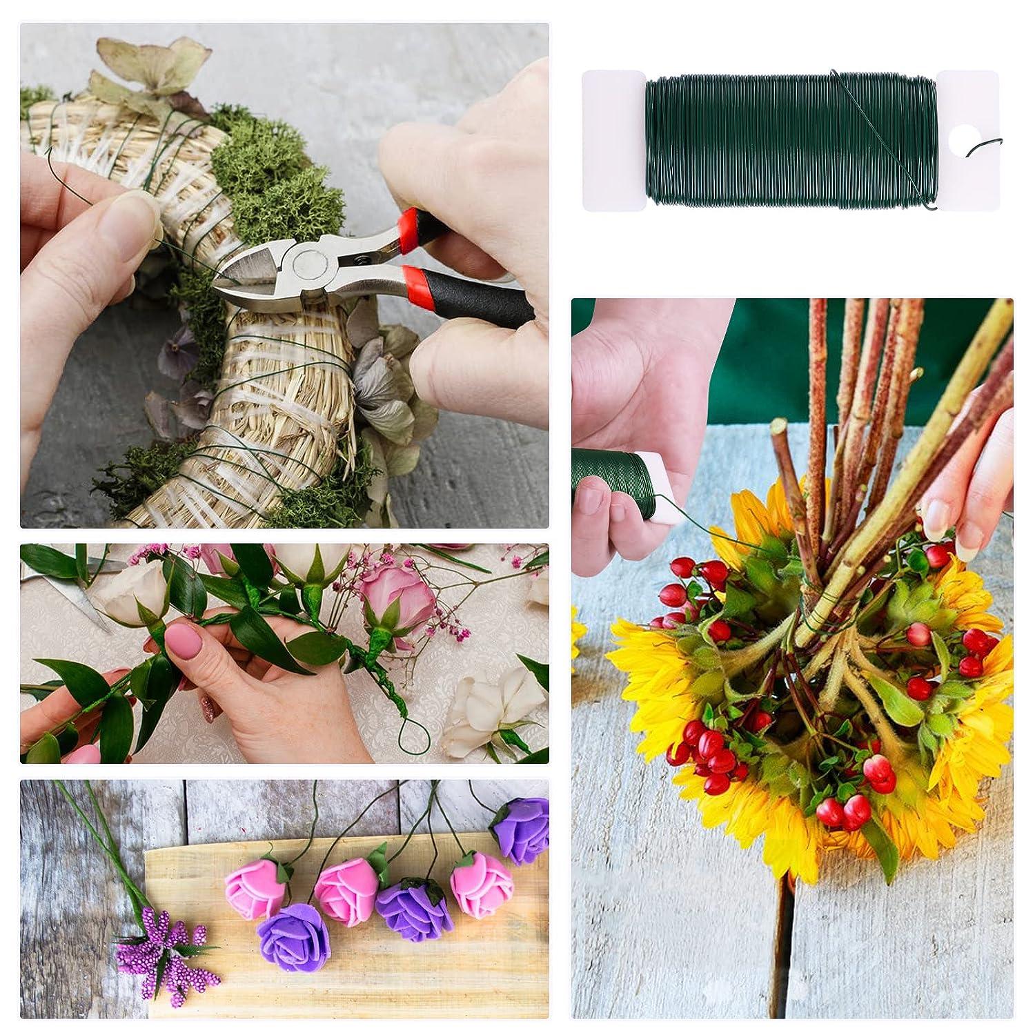 100pcs Floral Wire, 26 Gauge Dark Green Bouquet Stem 14 Inches Flower Wire for Flower Arrangements,DIY Crafts,Flower Making Supplies