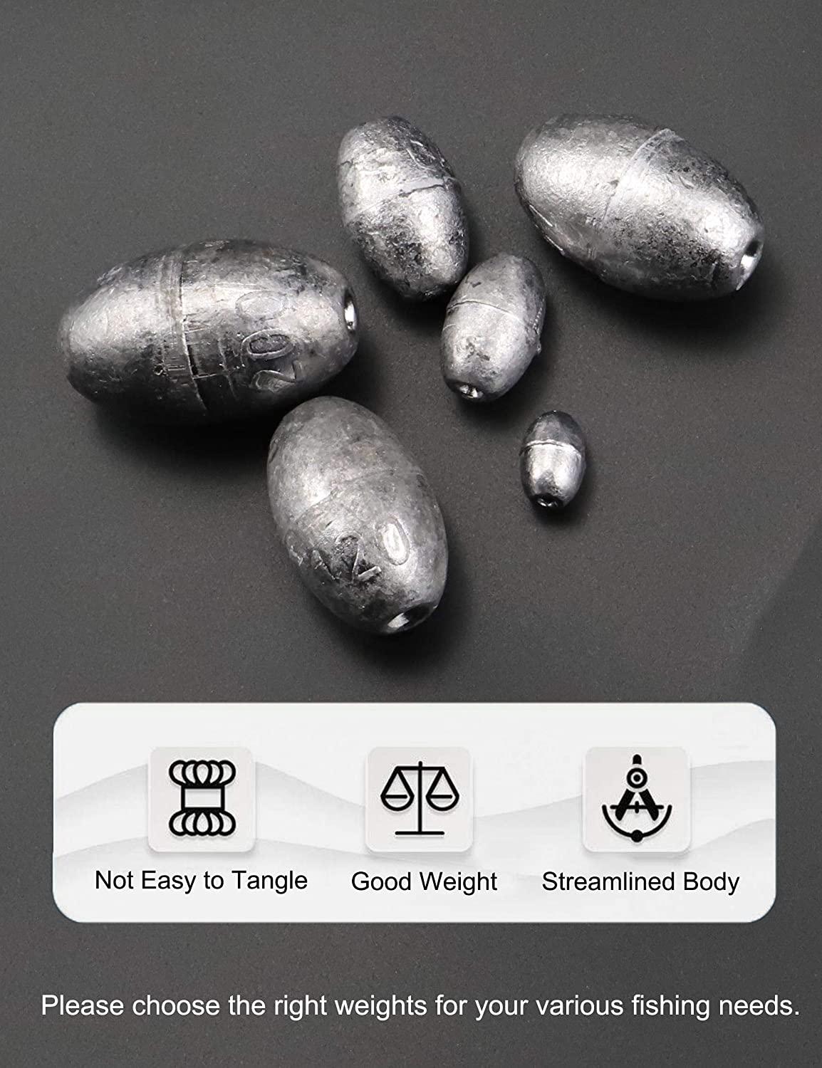 Avlcoaky Egg Sinkers Weights Fishing Weights Saltwater Oval Shaped