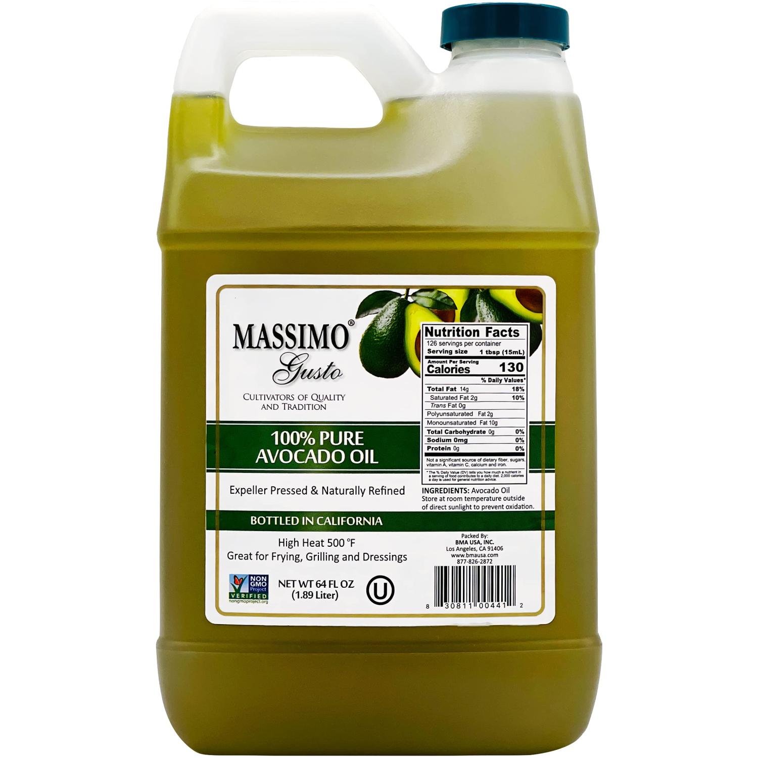 Massimo Gusto Food Service Avocado Oil 1/2 Gallon 64 Fl Oz (Pack of 1)
