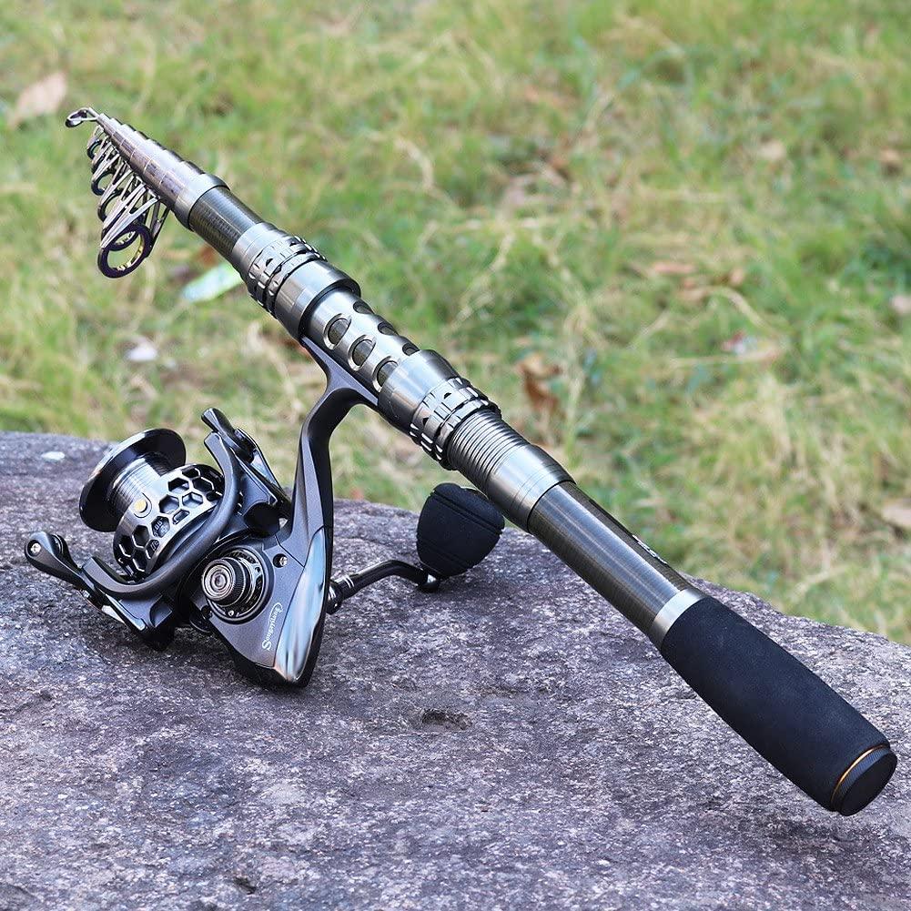 Sougayilang Spinning Reel and Fiberglass Fishing Rod Combo, Medium