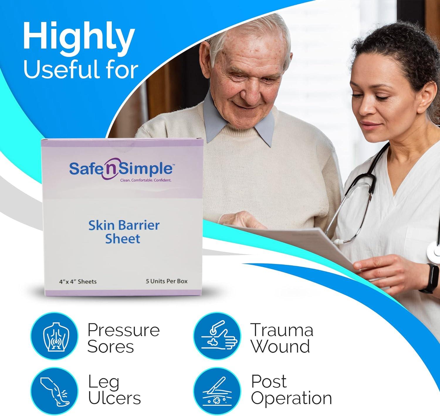 Safe n' Simple Skin Barrier Sheets with Aloe and Zinc Oxide 4 x 4