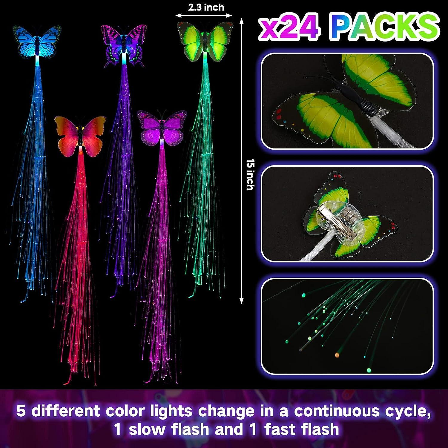 15 Pack LED Light Up Fairy Hair Accessories Braid Extension Clips for Women Girls, Glow in The Dark Party Favors Supplies Neon Rave Accessories Wig