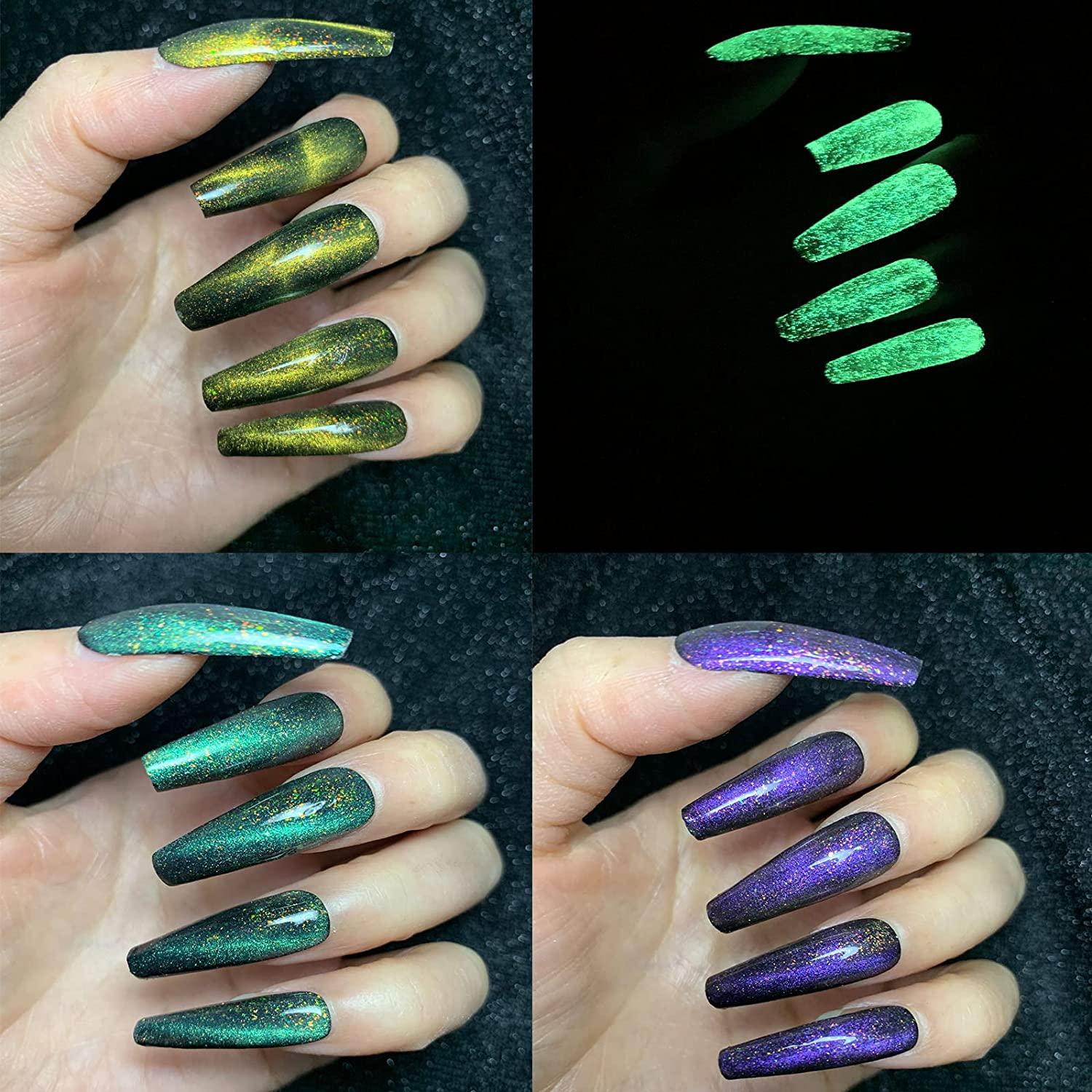 Fannyc Glow in The Dark Cat Eye Gel Nail Polish Set 6 Colors