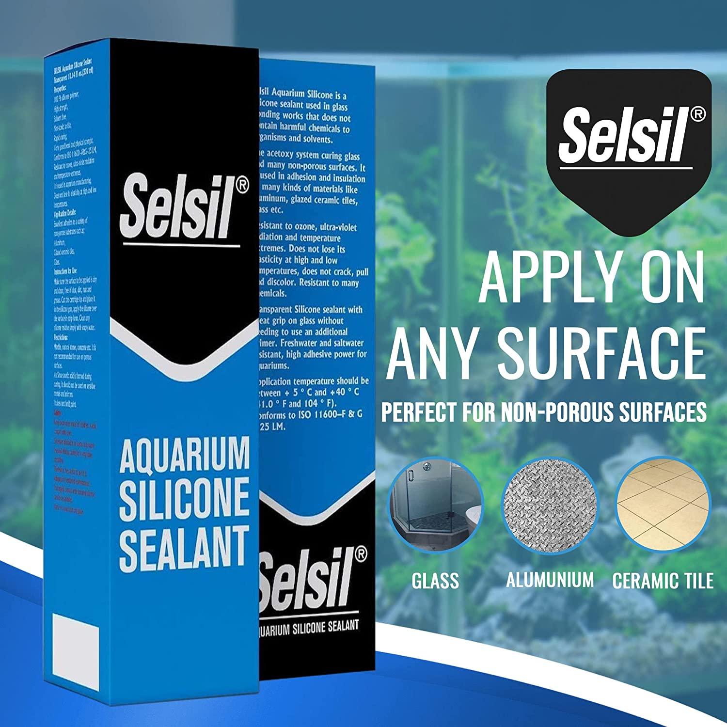 SELSIL Aquarium Silicone Clear Sealant High Elasticity, Safe for Fish