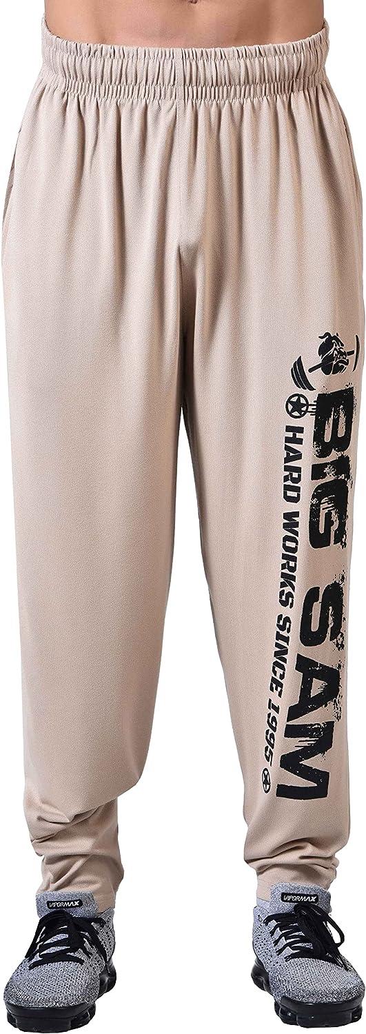 Men's Loose Fit Sweatpants, Flowing Fabric, Flexible Gym Workout  Bodybuilding Active Pants with Pockets Large Light Brown
