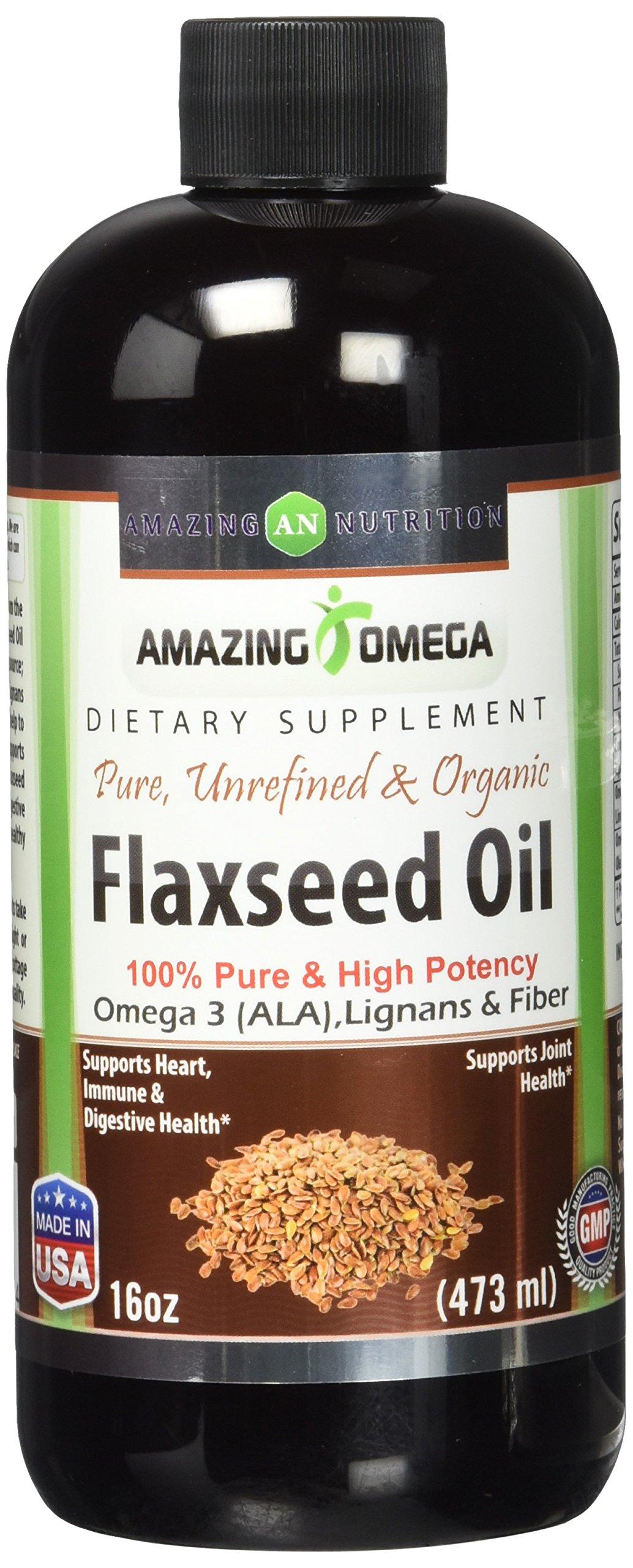 Amazing Omega Flaxseed Oil 16 Fl Oz Excellent Source of Omega 3s for
