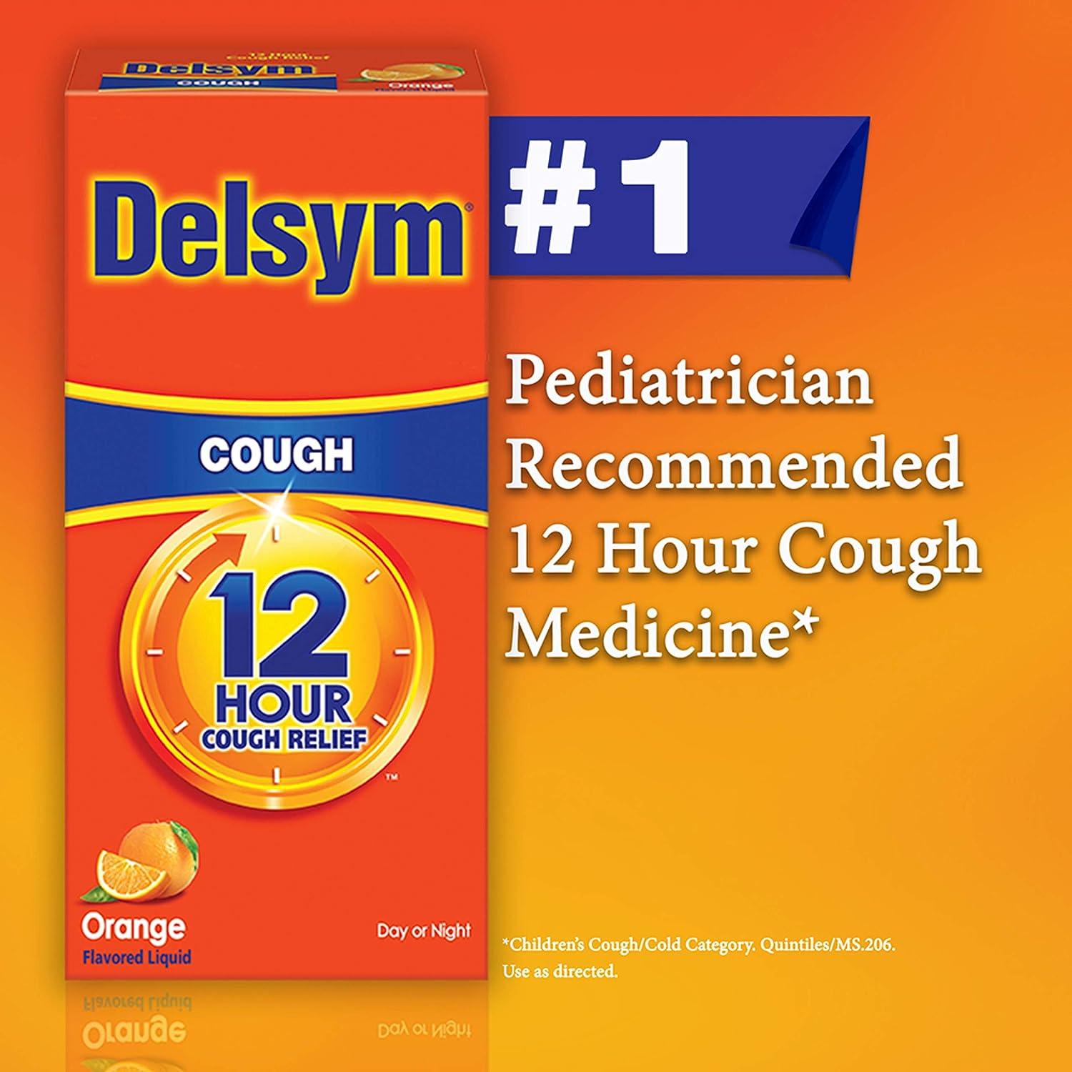 Delsym 12 Hour Cough Relief Liquid Day Or Night Orange Flavor Cough