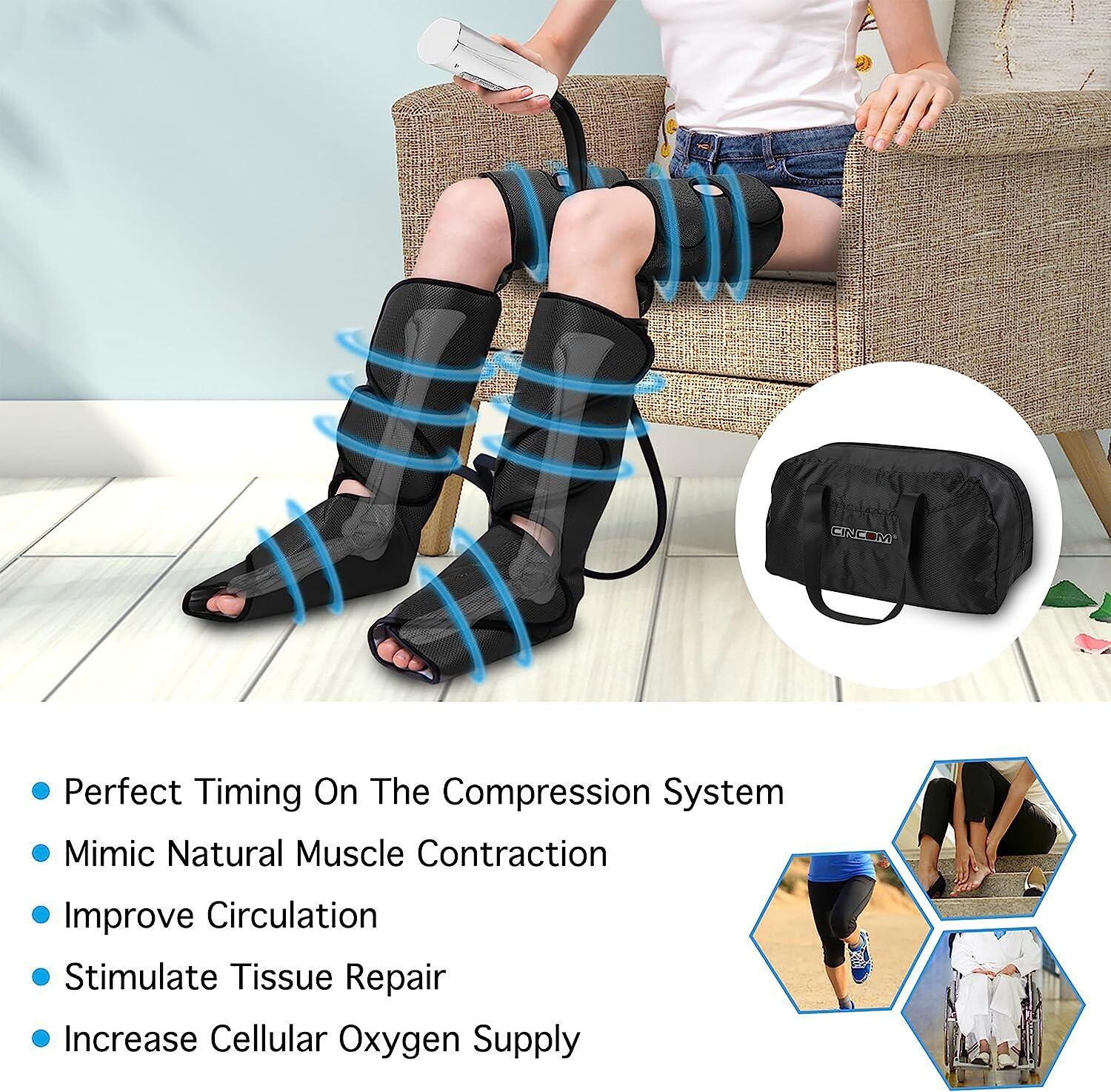 CINCOM Rechargeable Leg Massager for Circulation, Wireless Air Leg Compression Massager, Calf Massager for Leg Pain Relief,Circulation, and Muscles