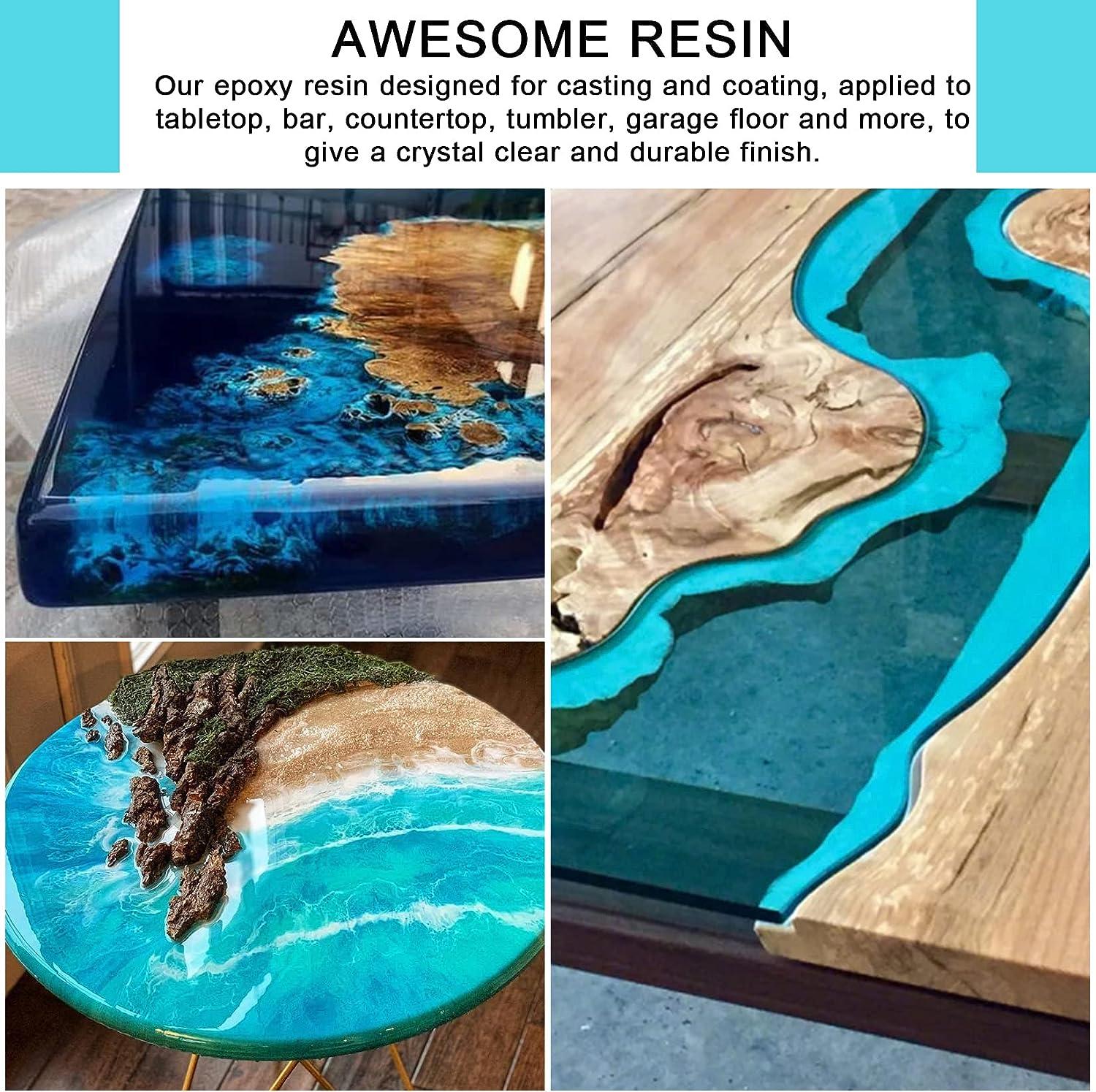 Getue Kit Resina Epossidica 32OZ, Cristallo Trasparente Per Gioielli, Arte E Tavoli Fiume, Miscelazione 1:1 Con Bastoncini Inclusi