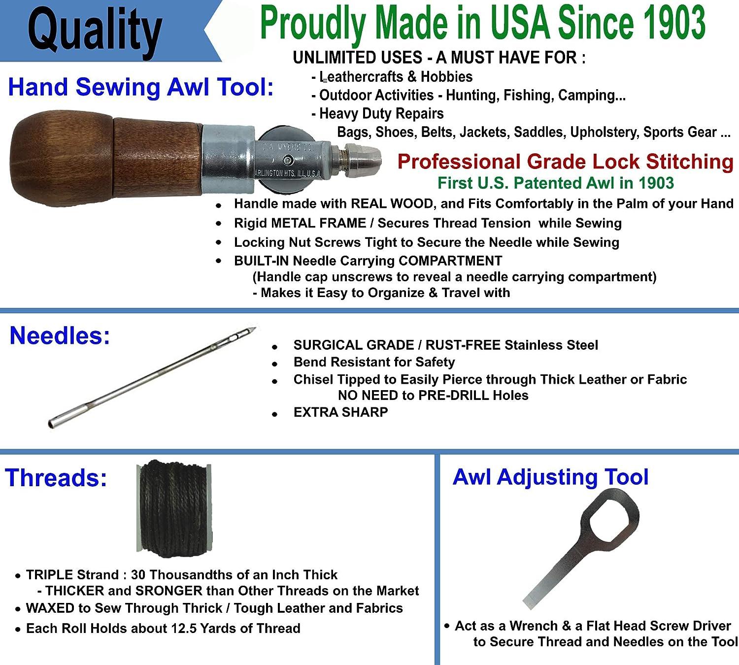 Awl Tool Sewing, Stitching Awl Fine Workmanship High Hardness steel for  Leather Punching for Household