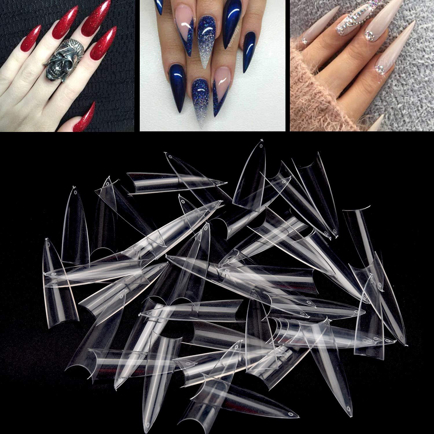 Buy editTime 24PCS Solid Colors Acrylic Stiletto False Nails Full Cover Fake  Nails Tips Natural Long Claw Nails (Matte pink purple) Online at  desertcartEcuador