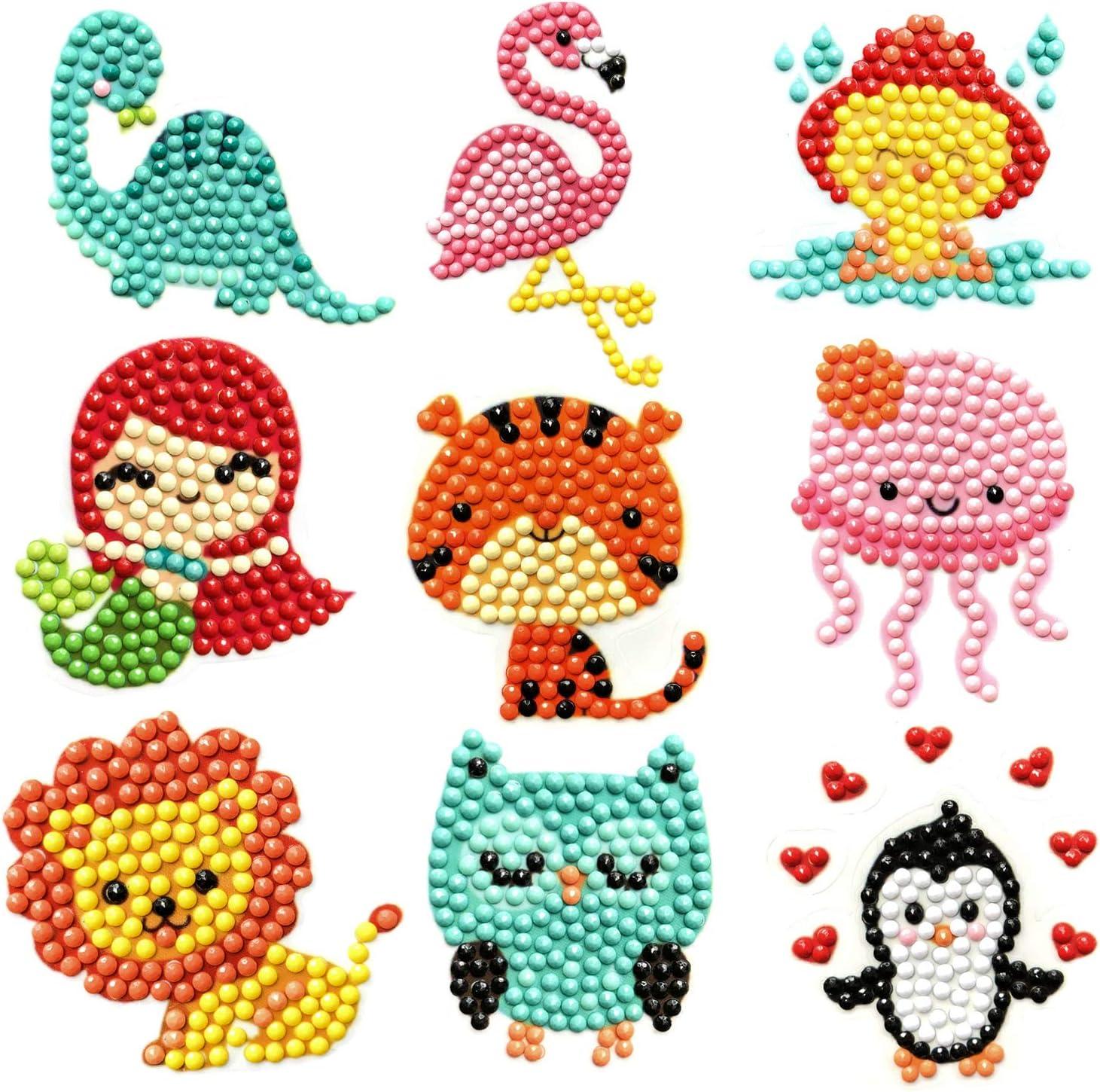 sinceroduct 64 PCS 5D DIY Diamond Painting Stickers Kits for Kids and Adult  Beginners Stick - Shaped Paint Marked with Diamonds by Numbers More Cute  Animals Dinosaurs Kids Gift