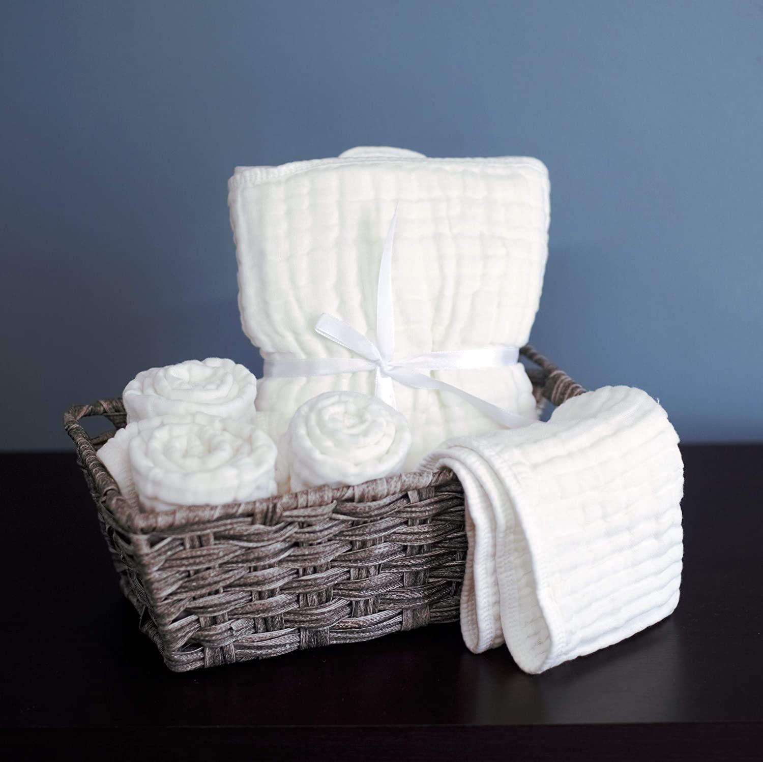 Muslin Burp Cloths 6 Pack Large 100% Cotton Hand Washcloths