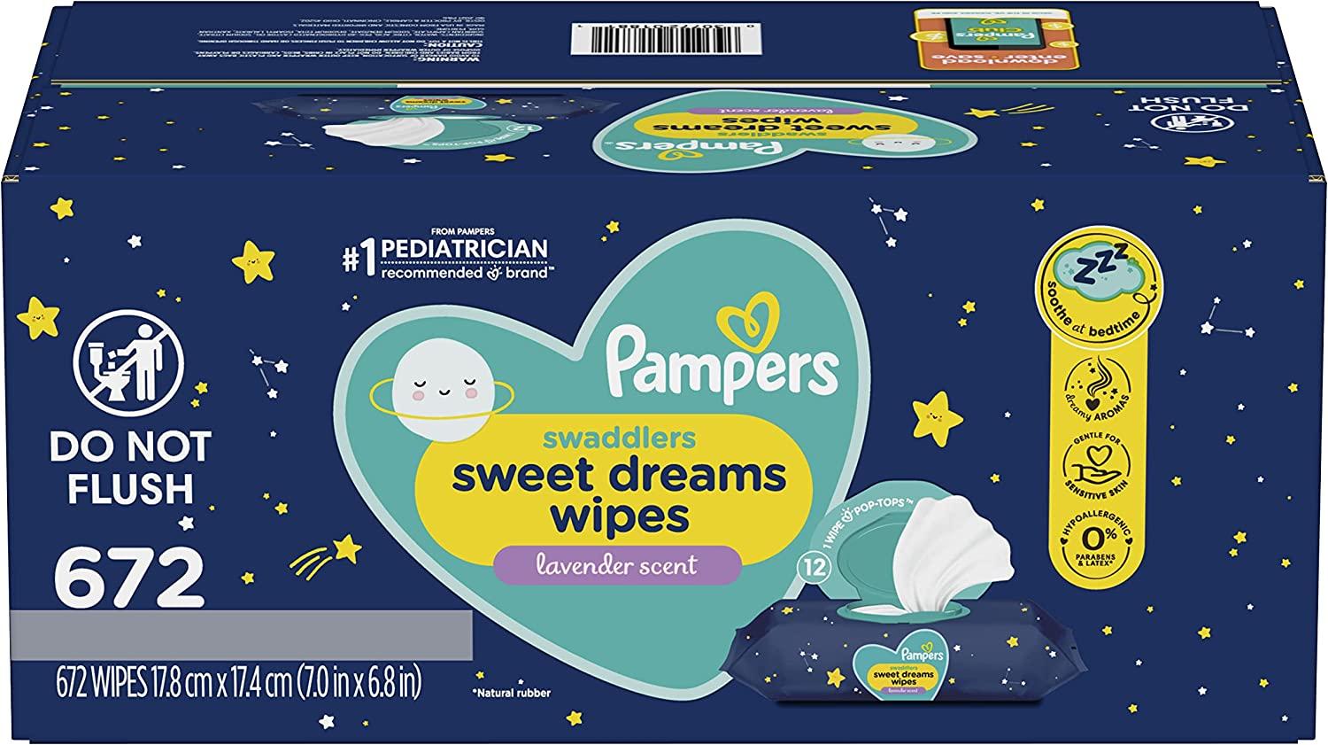Pampers Swaddlers Sweet Dreams Sensitive Baby Wipes 12 Pack 672