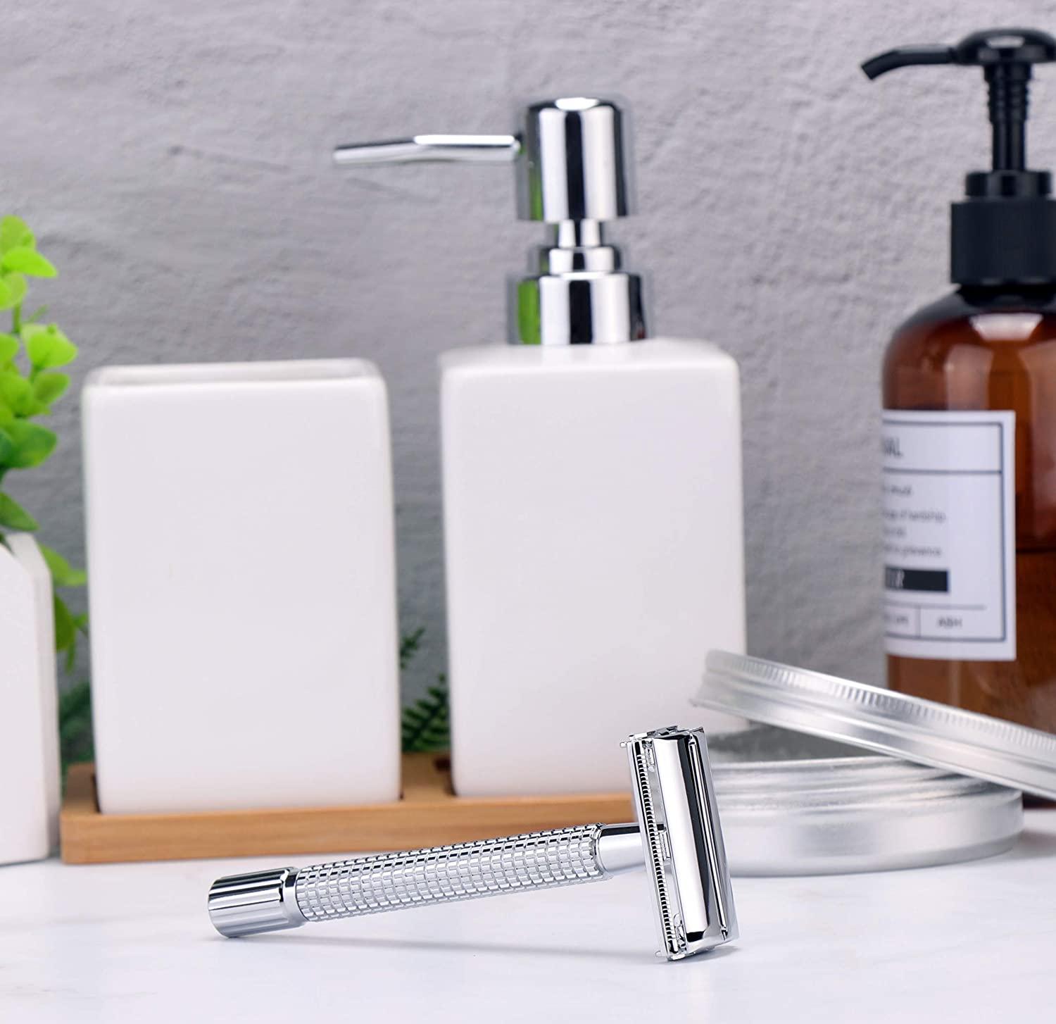 WEISHI Butterfly Open Double Edge Safety Razor Chrome Long Handle