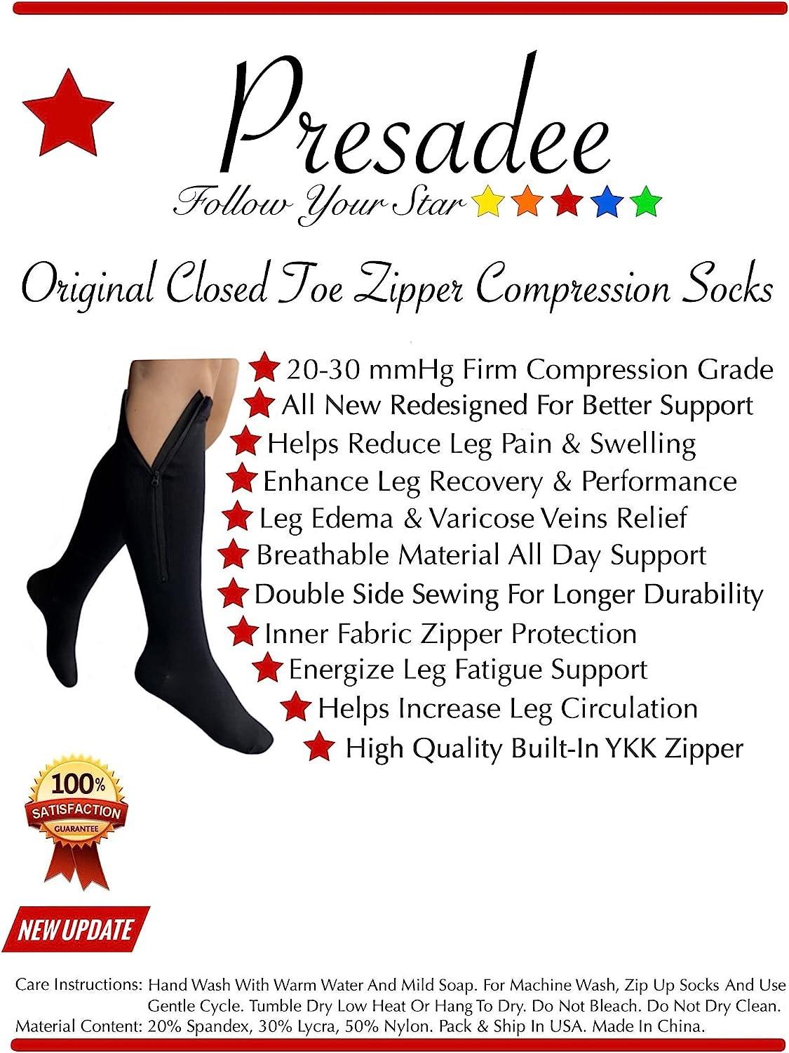 Premium Quality 1pair Zip Compression Socks Zipper Leg Support