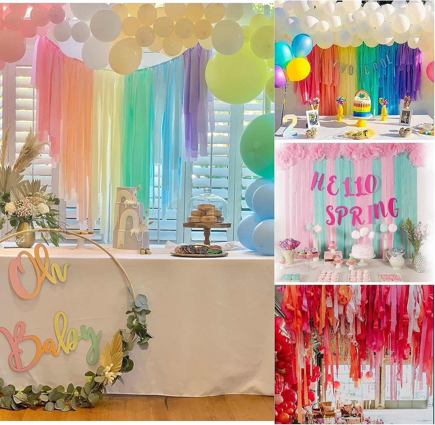 3 Rolls Crepe Paper Streamers, Wedding Birthday Baby Shower Party  Decoration, Rainbow DIY Supplies, Living Room Bedroom Decor 