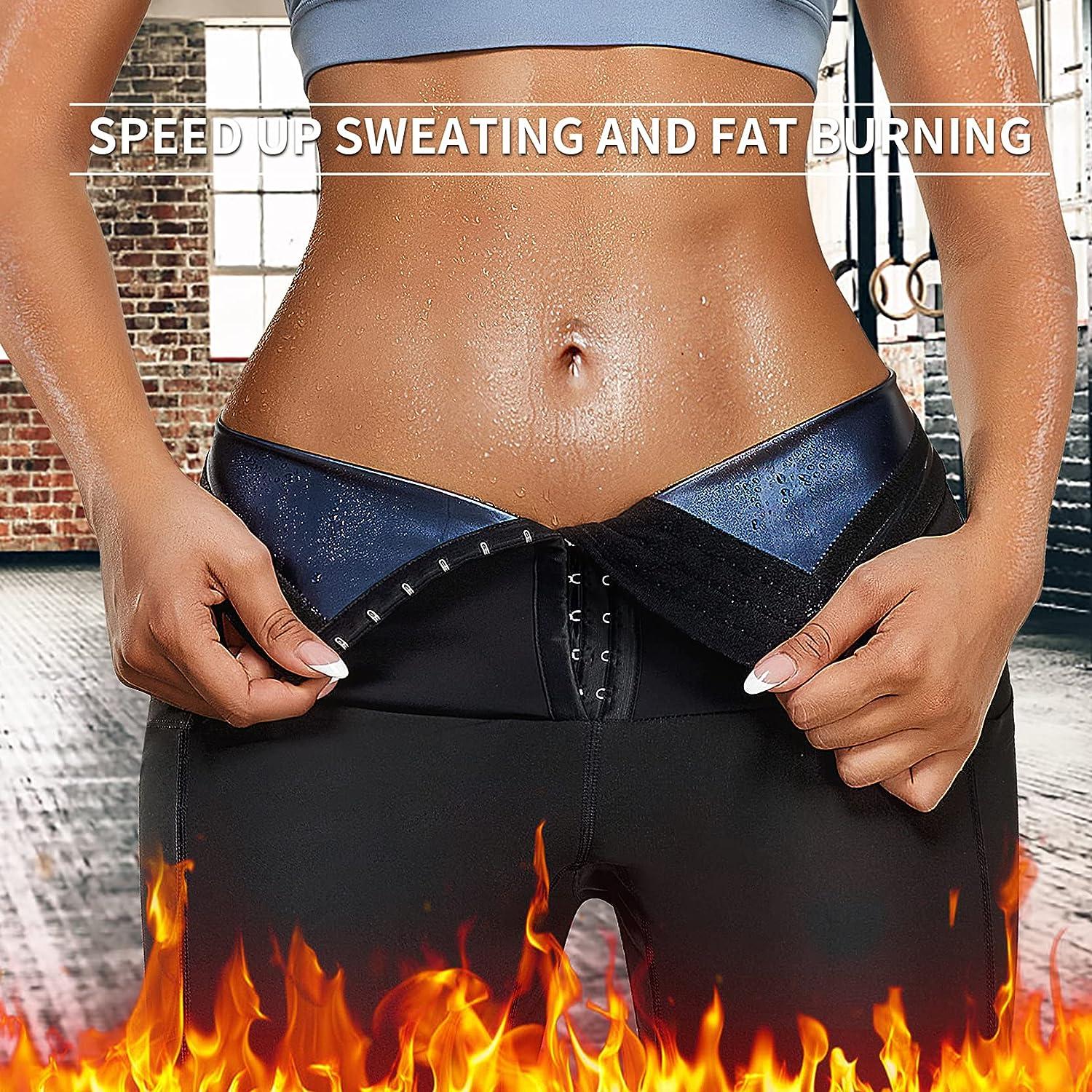 Cheap Women Sauna Pants Workout Sweat Leggings High Waisted