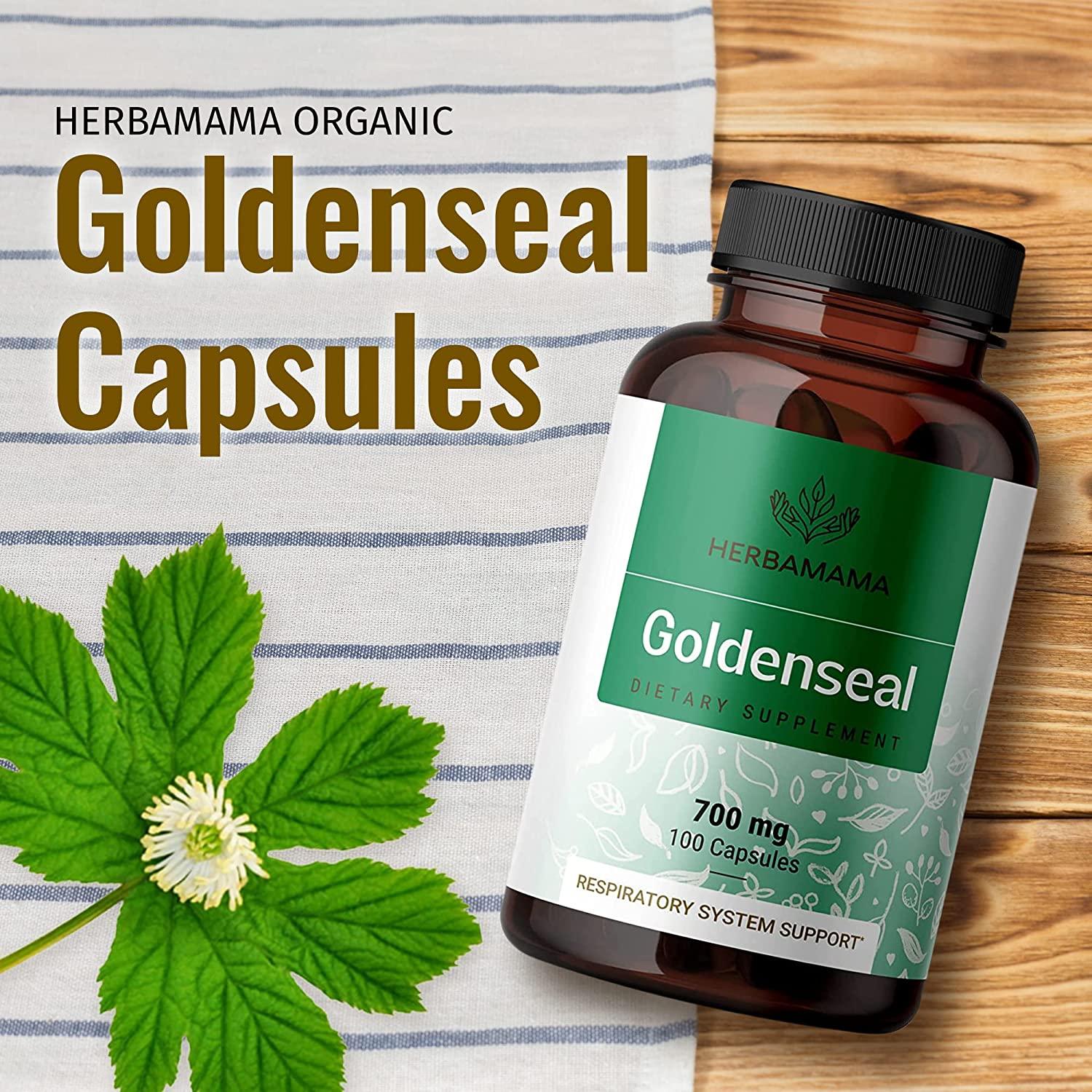HERBAMAMA Goldenseal Root Capsules Organic Women's Support Supplement