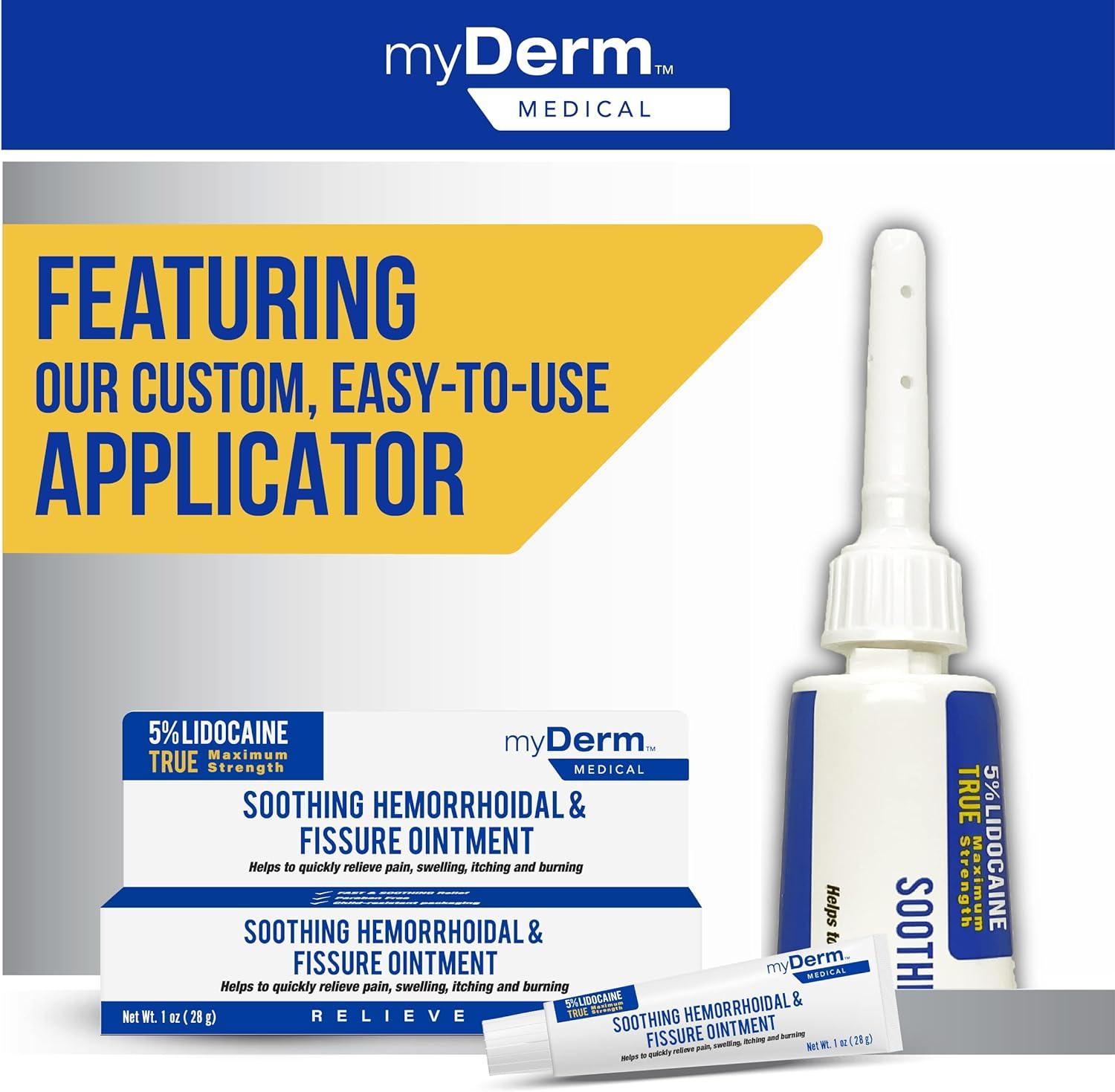 Myderm Medical 5 Lidocaine Hemorrhoidal Ointment 1 Tube 1oz Maximum Strength Ointment for