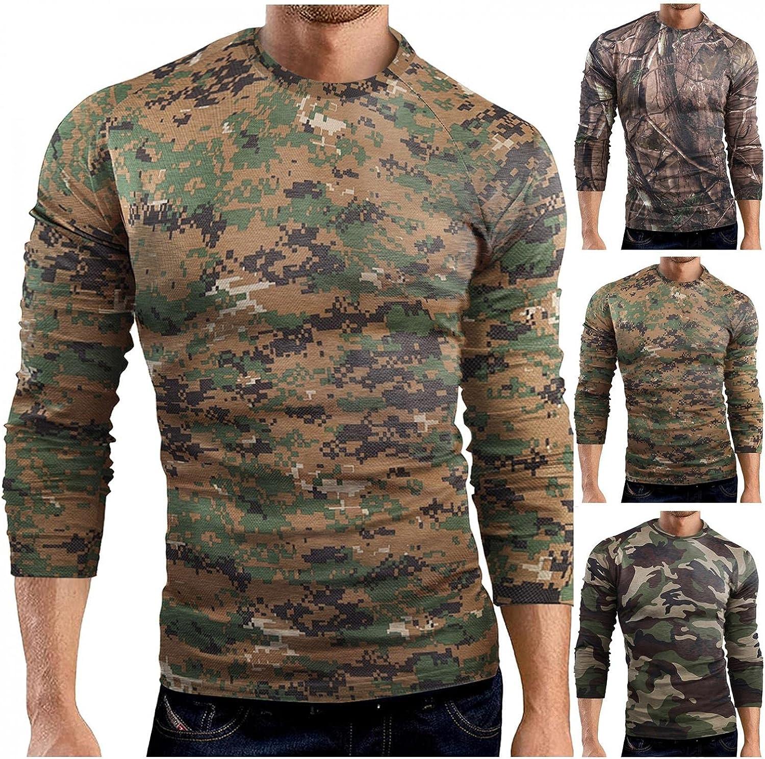 Men Cotton T-Shirt Army Military Camo Print SG-100 - Camo Green/Brown