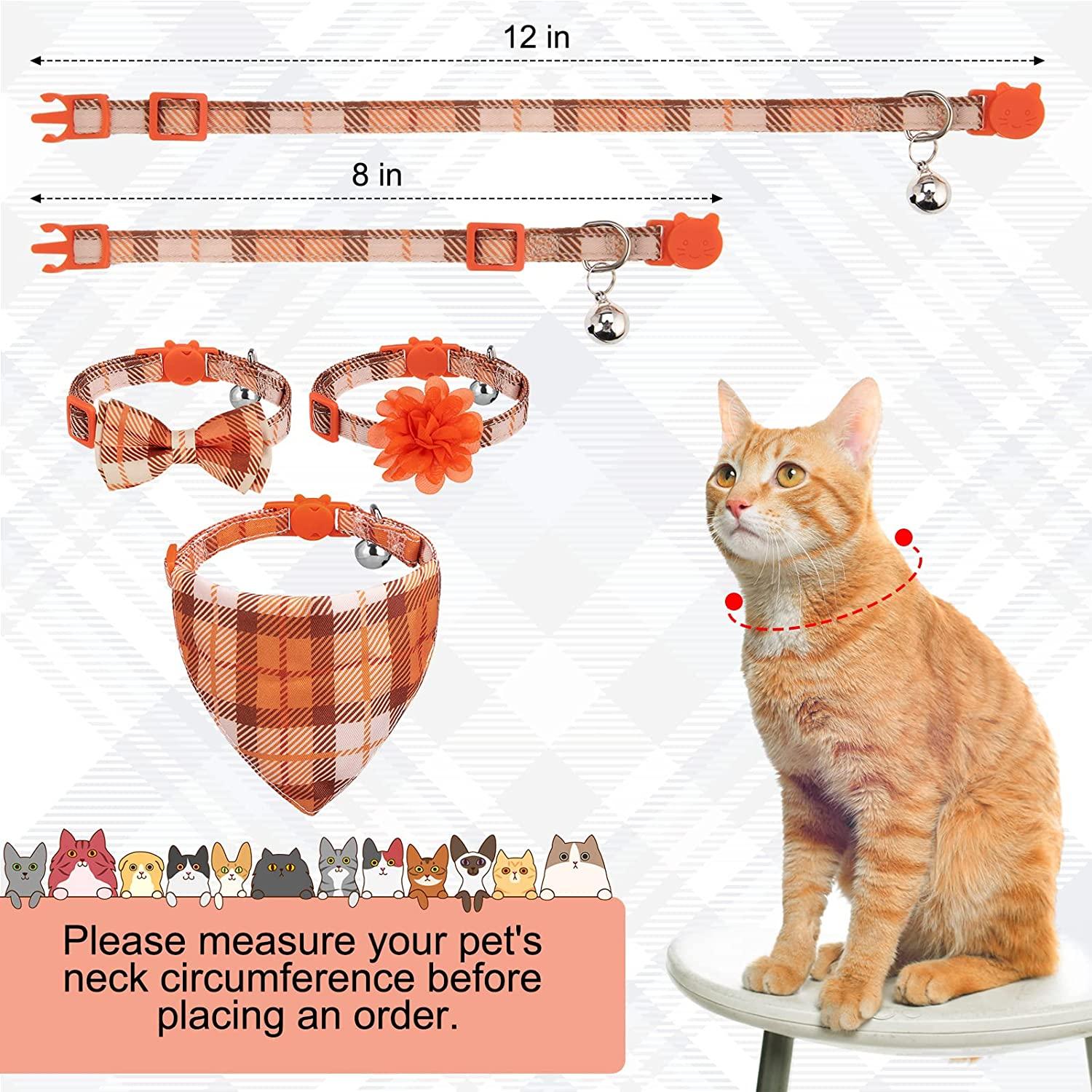 Frienda 4-Piece Christmas Cat Collars With Bows & Bells - Breakaway Safety Collars Holiday Patterns