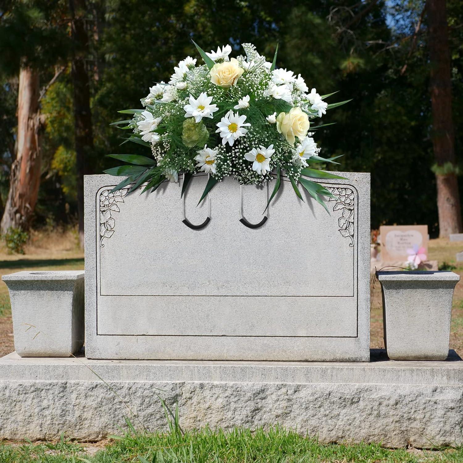 4 Pack 12 Inch Gravestone Flower Saddle for Cemetery Headstones