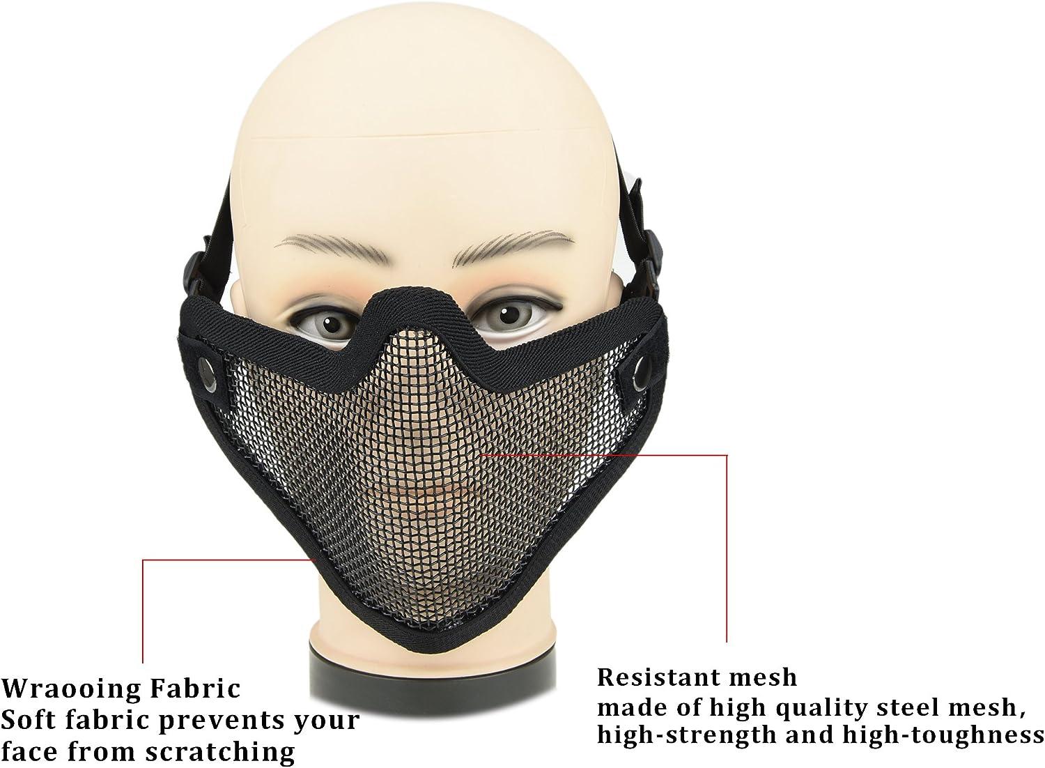 ArcEnCiel Tactical Airsoft Steel Metal Mesh Half Face Mask Black
