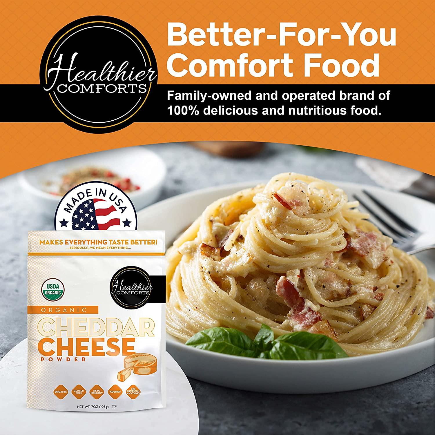 Healthier Comforts Organic Cheddar Cheese Powder Gluten Free, Kosher