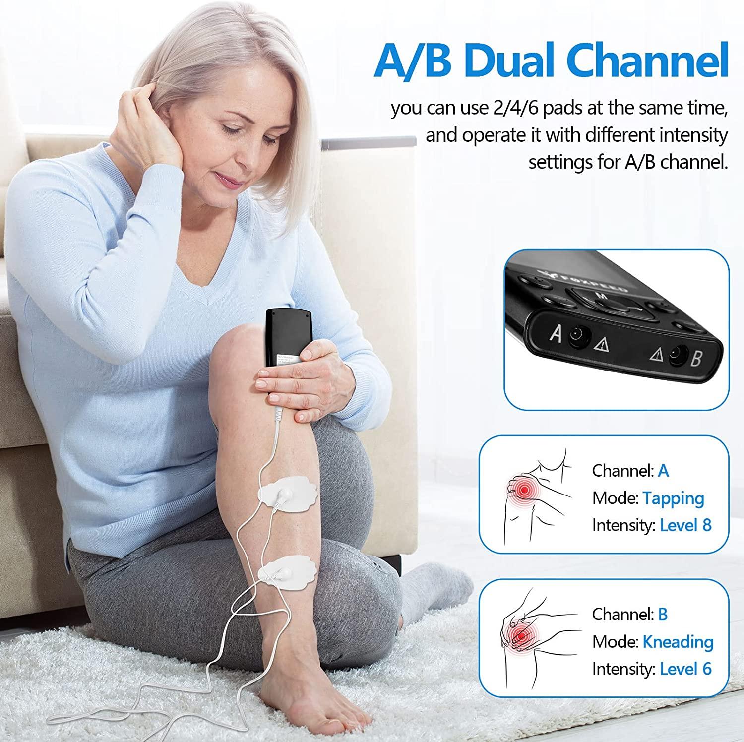 FOXPEED Tens Unit EMS Muscle Stimulator for Pain Relief, Dual Channel Tens  Machine Electric Stimulator Physical Therapy with 10Pcs Premium Electrode