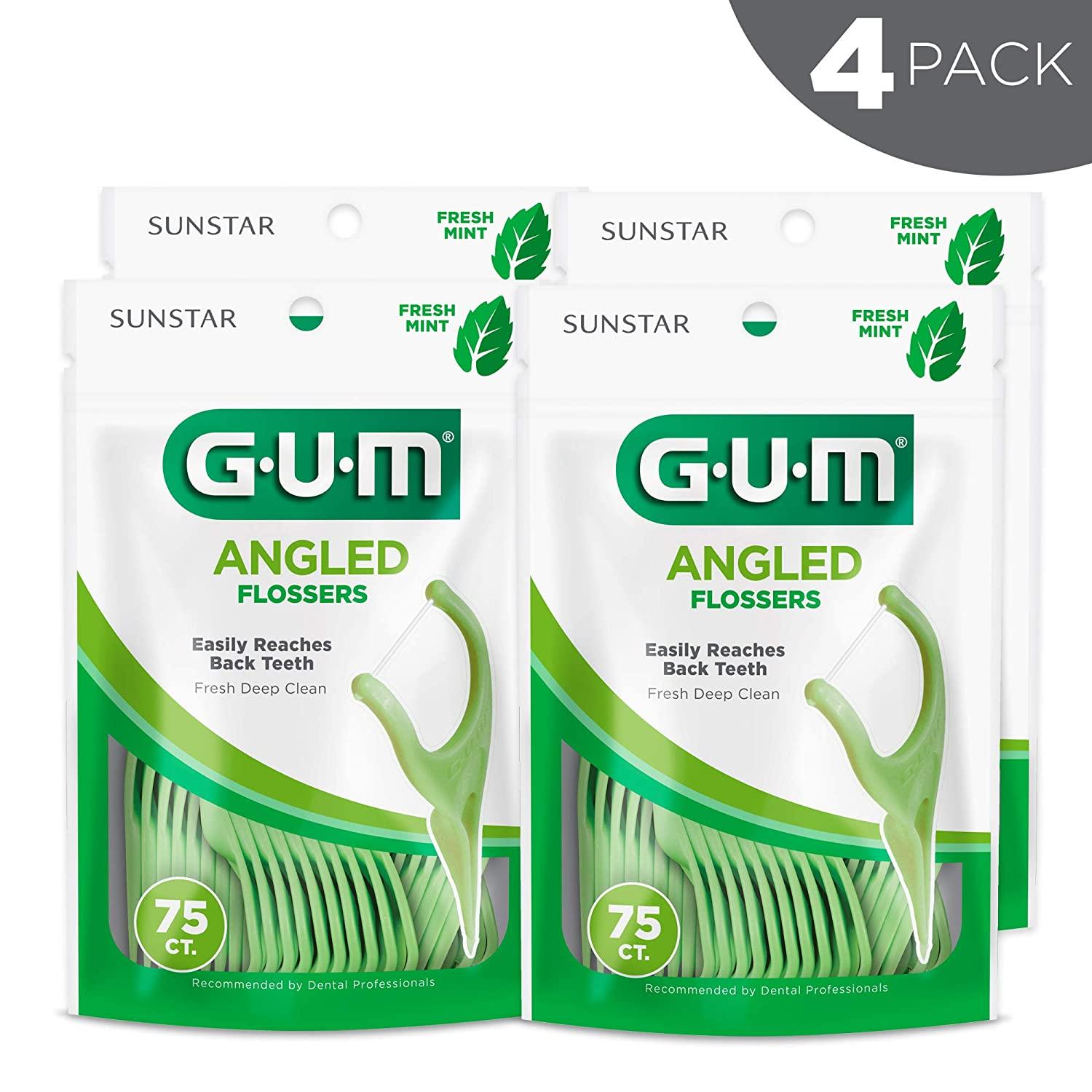 GUM Fresh Mint Flossers Pack of 4 898R4 Angled & 889DD Professional