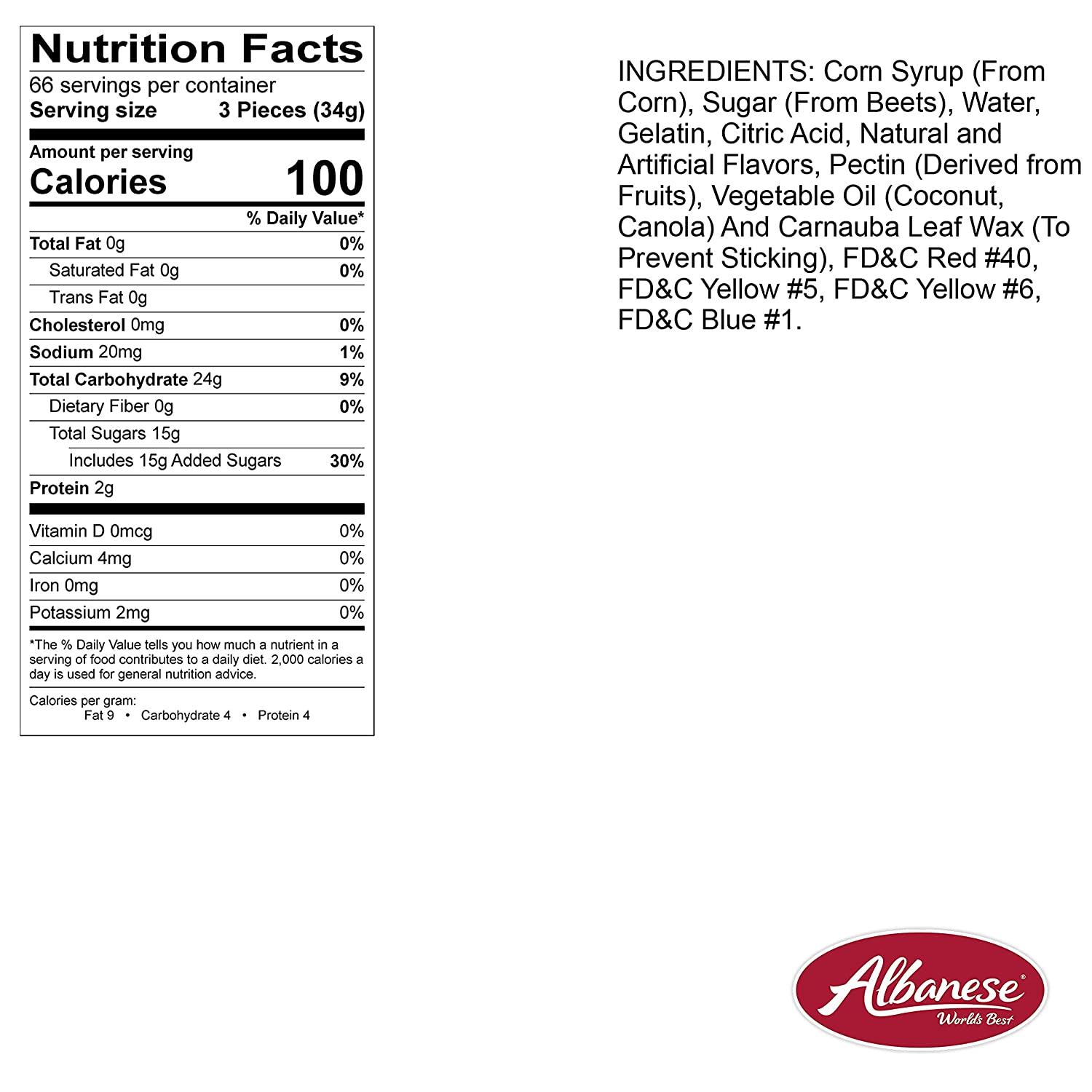 Albanese Candy Large Assorted Fruit Gummi Worms 5lb Pack Gluten