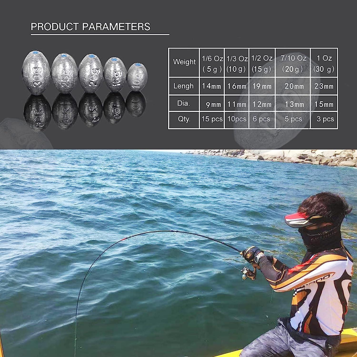 TaoTaoChong Egg Fishing Sinkers Weights Assortment Lead Oval