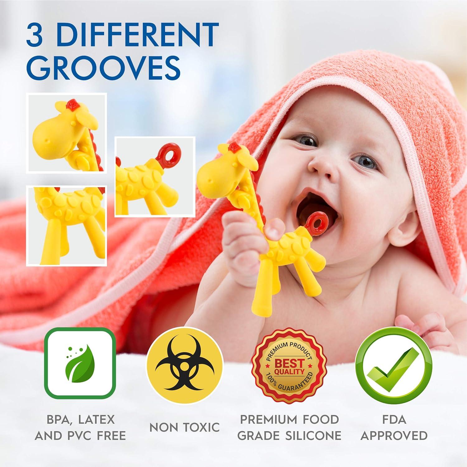 Baby Teething Toys 5-Pack Silicone Teethers BPA-Free, Freezer