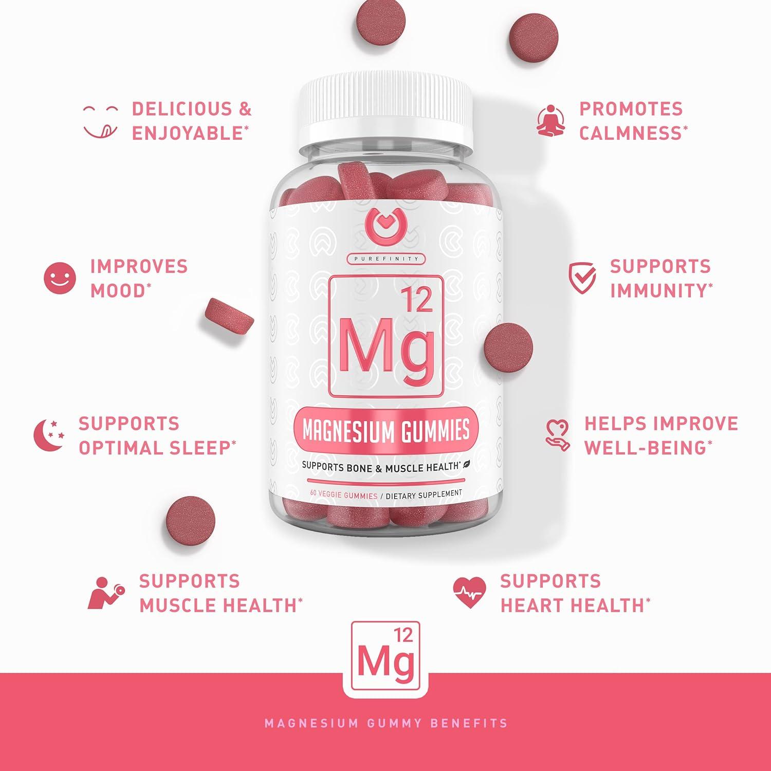 Purefinity Magnesium Gummies 600mg Magnesium Citrate for Stress Relief