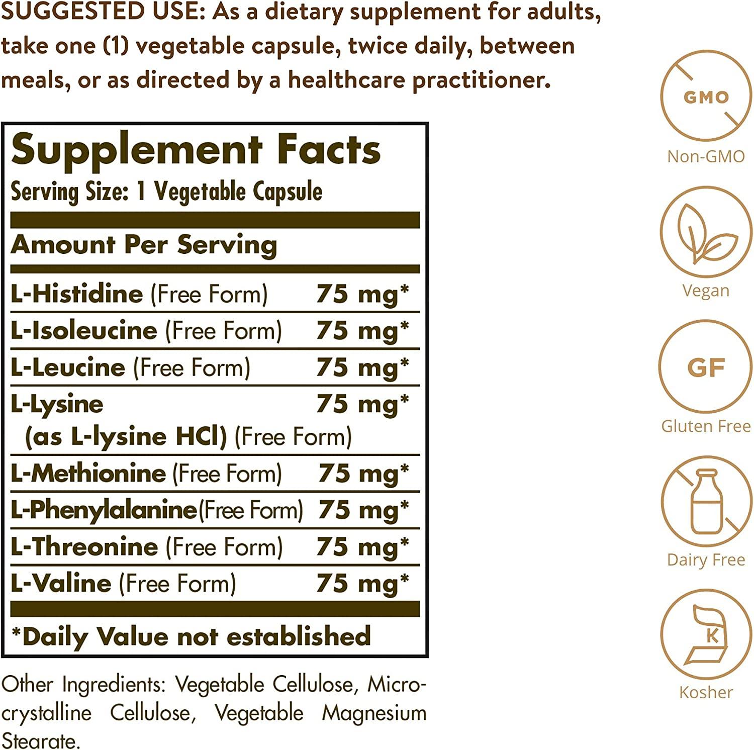 Solgar Essential Amino Complex 90 Vegetable Capsules - Non-GMO Vegan ...
