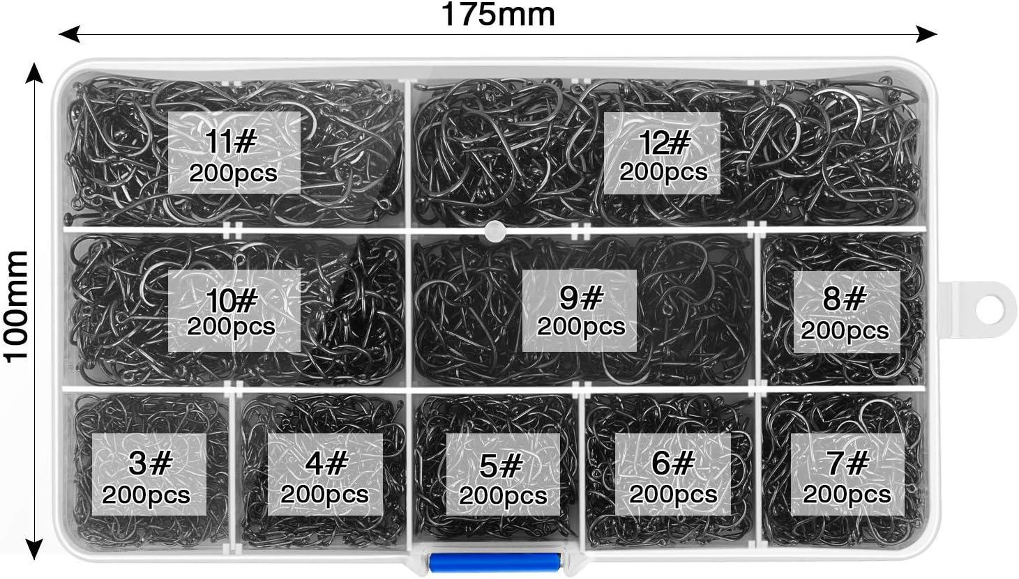 HETH 2000pcs Fishing Worm Hooks Set | High Carbon Steel Wide Gap Offset Hooks | Saltwater & Freshwater | 10 Sizes | Buy Now with Express International Delivery | GoSupps.com HETH 2000pcs Fishing Worm Hooks Set | High Carbon Steel Wide Gap Offset Hooks | Saltwater & Freshwater | 10 Sizes | Buy Now with Express International Delivery | GoSupps.com