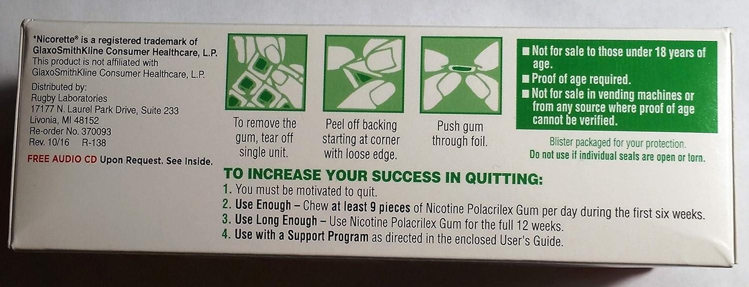 Nicorette Original Flavor Sugar Free Nicotine Gum Low Strength 2mg 30