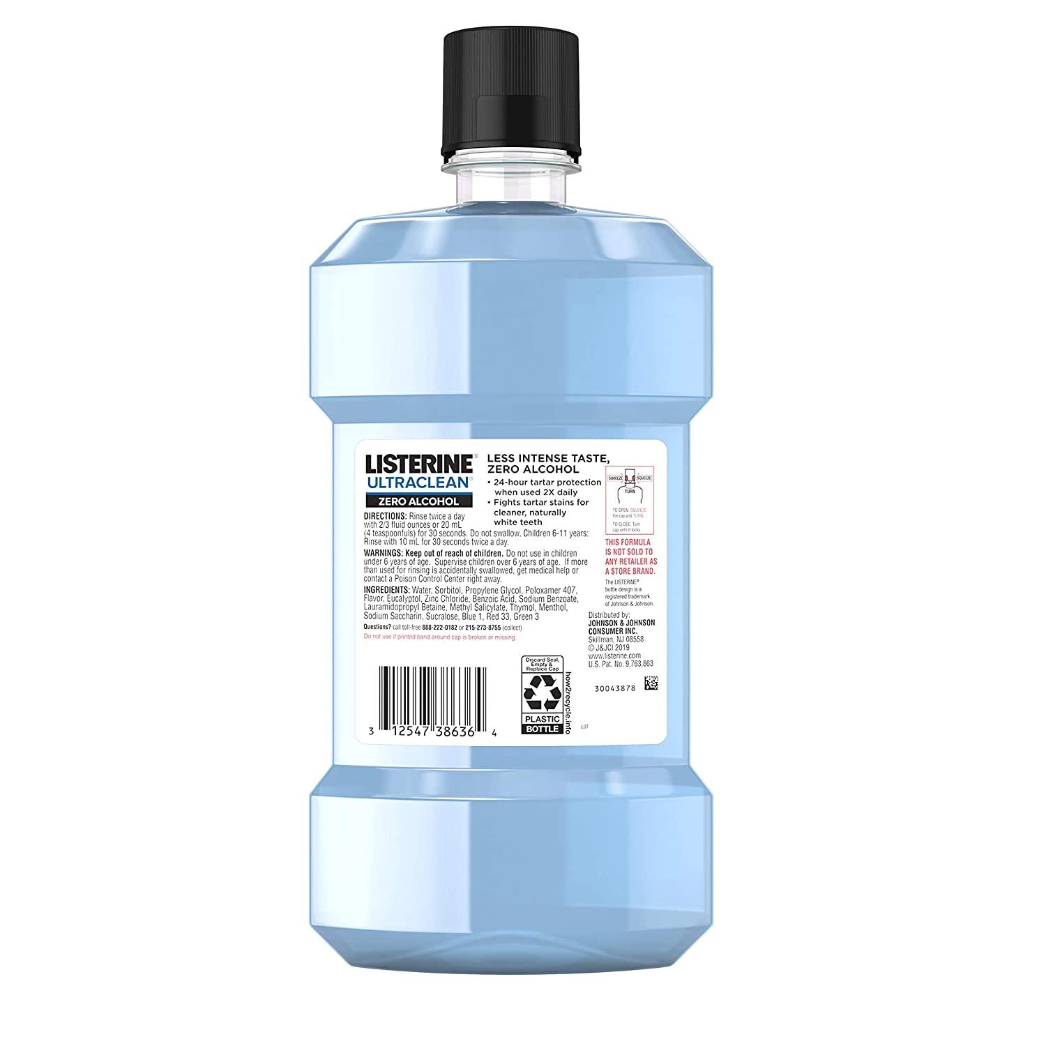 Listerine Ultraclean Zero Alcohol Tartar Control Mouthwash, Oral Rinse