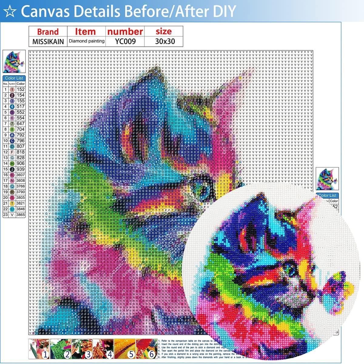 Arbitmatch Diamond Painting Art Kits for Adults Kids Beginner, 5D Round Colorful Cat and Butterfly Animals Diamond Art for Adults, Full