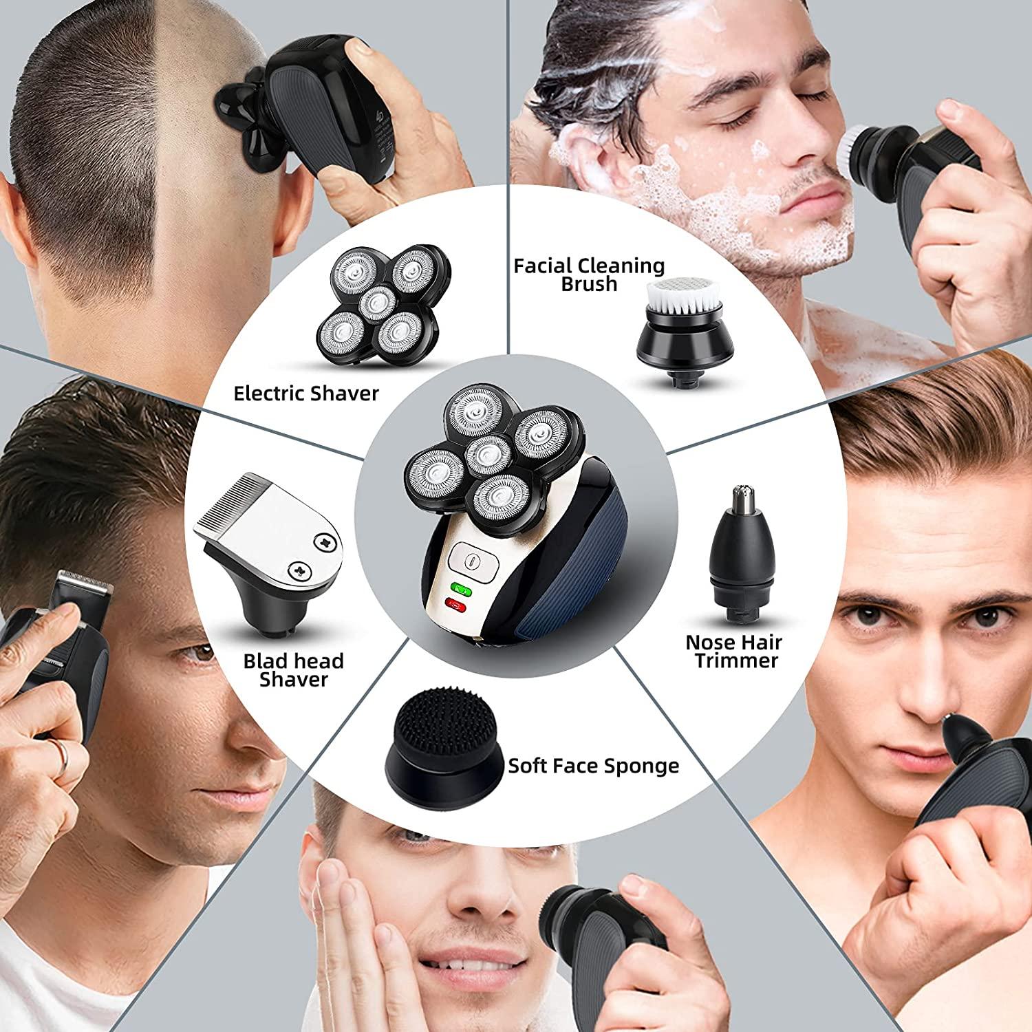 Bald Head Shaver Kit for Men - 5 in 1 USB Rechargeable Electric Razor ...