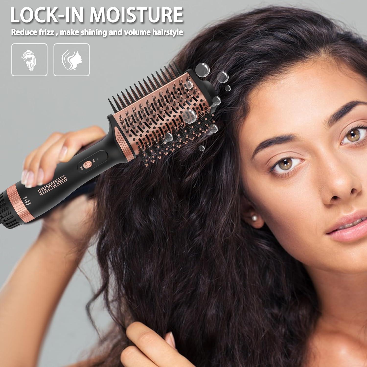 2-in-1 Hair Dryer Brush Straightener Negative Ion Hot Air