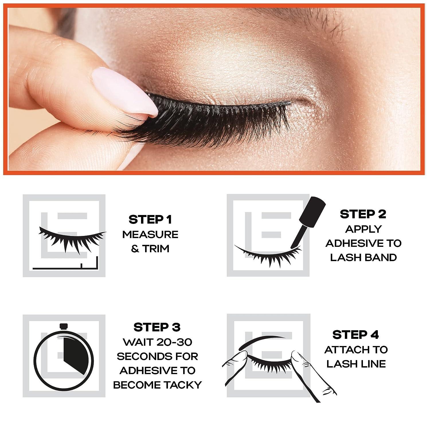 Eylure False Lashes Definition No. 126 with Adhesive Included 3 Pair Black