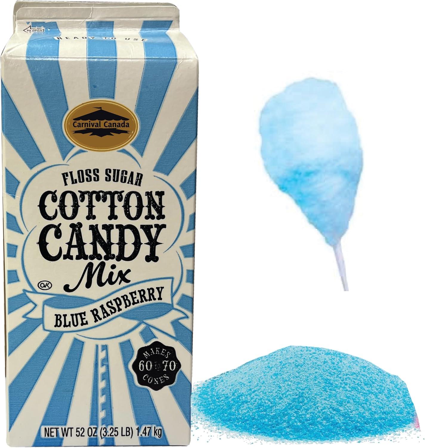 Cotton Candy Floss Sugar (6-Pack) | Blue Raspberry | 6 X 3.25 LBS Cartons |  Makes up to 420 Cotton Candy Cones. Extra Fine Granulated Sugar | Buy Now  with Express International Delivery