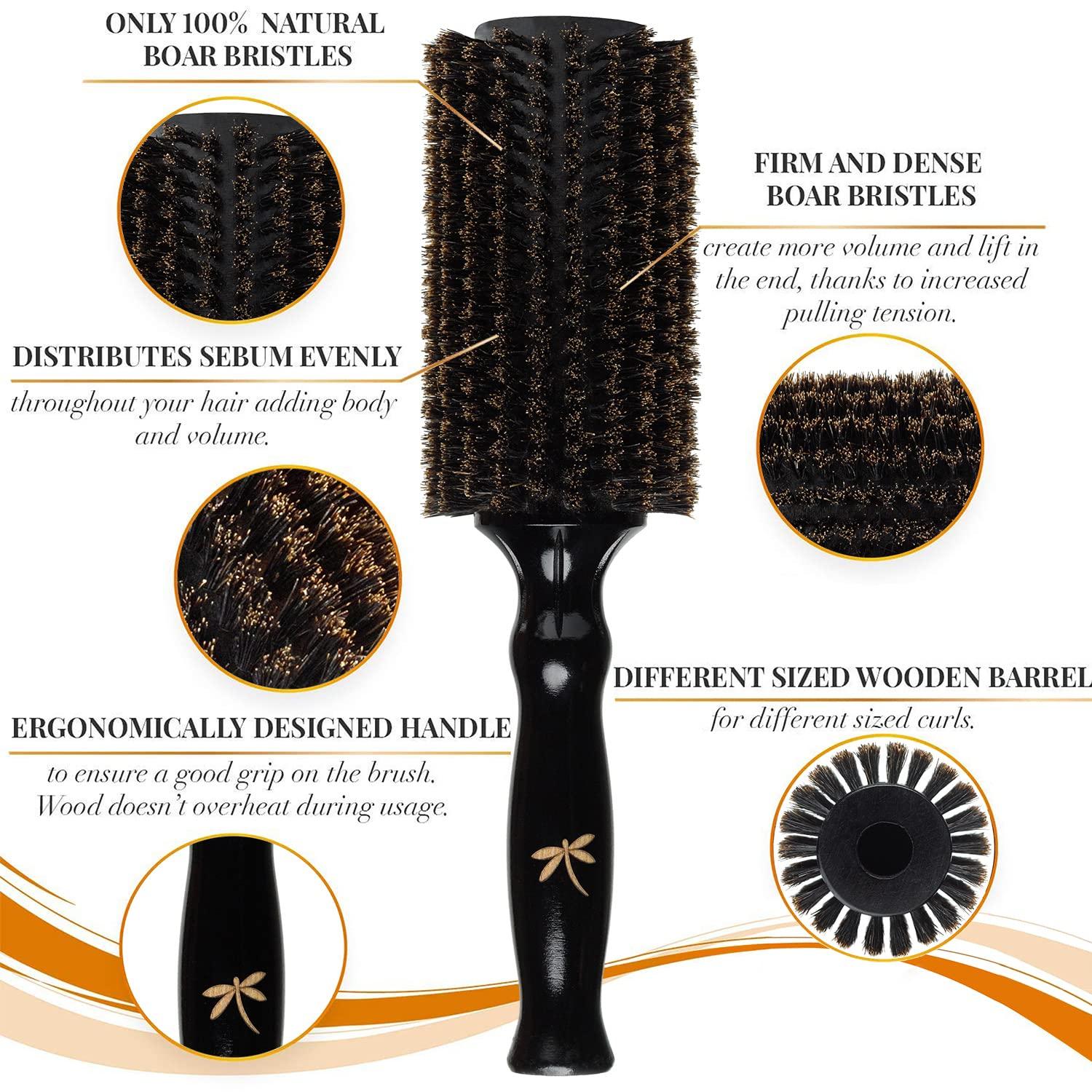 Belula 100 Soft Boar Bristle Round Brush for Blow Drying Set. Round