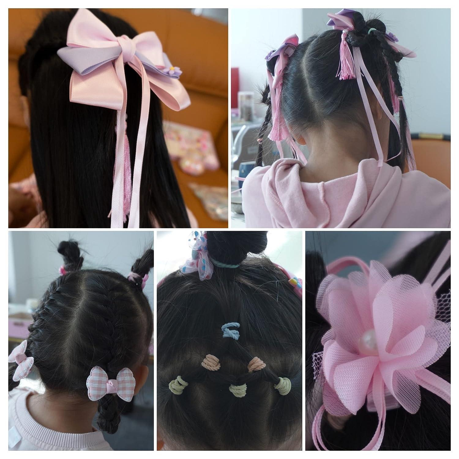 Hair Accessories for Girls Including Jewelry Box/Hair Clips/Hair Barrettes/ Hair Ties/Hair Bows Girl Gifts for Kindergarten Graduation Birthday  children's day Gift Toys for Age 2 3 4 5 6 7 8-12 Combination 2